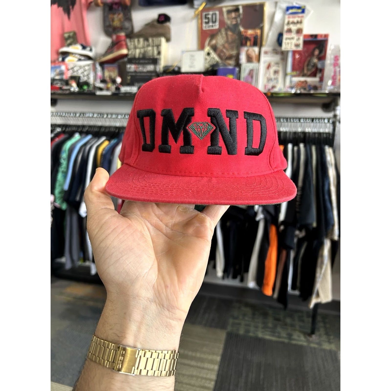 Diamond Supply Co. Diamond Supply Co. Hat Cap Red DMND Embroidered Logo SnapBack Skate Streetwear Mens Size ONE SIZE - 2 Thumbnail