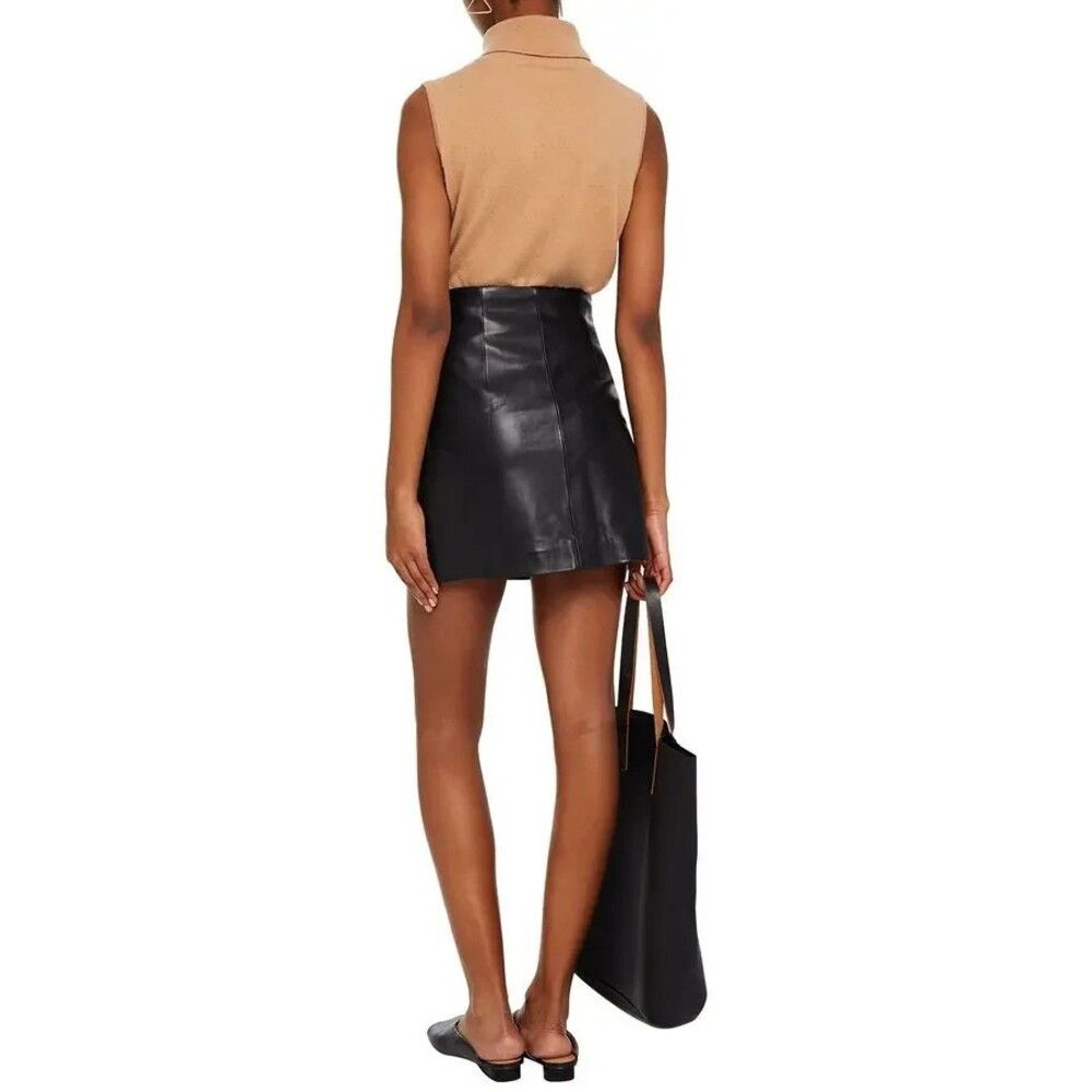 Sandro Sandro Gansia Button-Embellished Striped Leather Mini Skirt Size 28" / US 6 / IT 42 - 3 Thumbnail