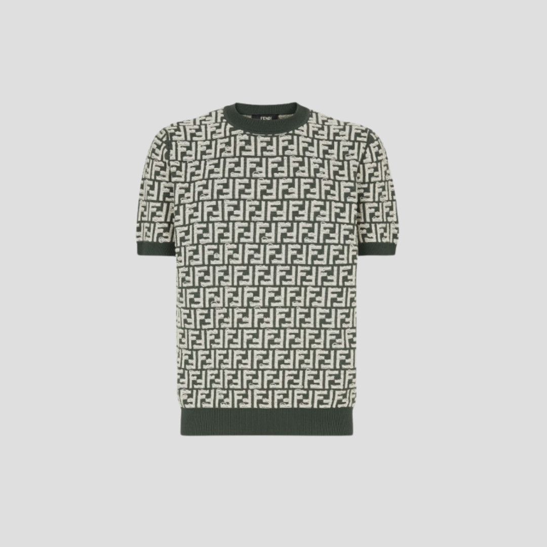 Fendi o1w1db10725 FZX051 FF Short Sleeved Jumper in Green/White Size US S / EU 44-46 / 1 - 1 Thumbnail