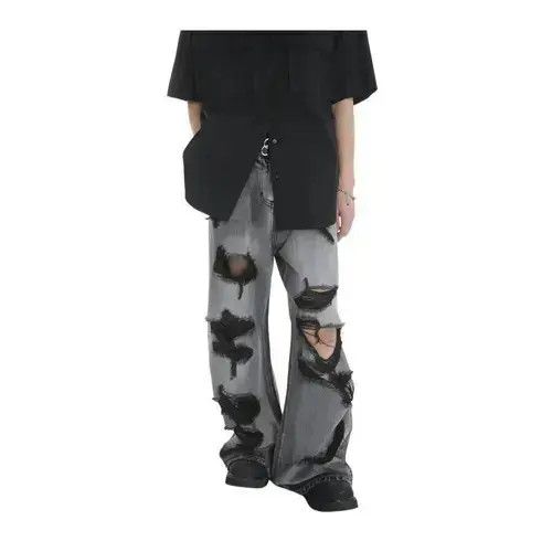 Japanese Brand × Jean Gray Baggy Distressed Jeans, Ripped Jeans Size US 30 / EU 46 - 4 Thumbnail