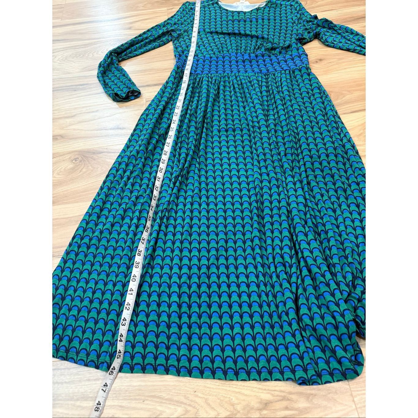 Boden Boden Thea Long Sleeve Midi Dress green blue navy geometric print size 8R Size M / US 6-8 / IT 42-44 - 9 Thumbnail