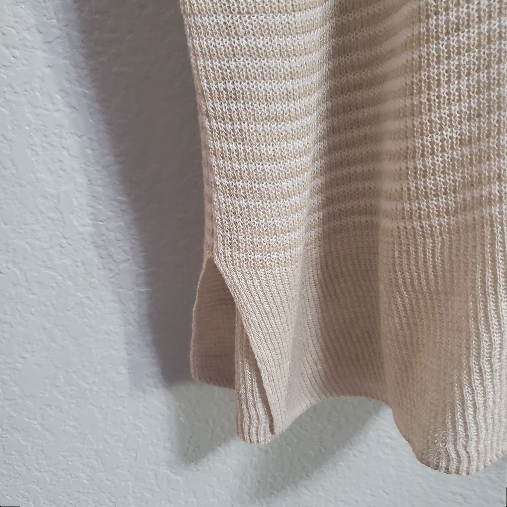 Eileen Fisher VINTAGE Eileen Fisher Top Women M Tan White Striped Knit Linen Beachy FLAW Size M / US 6-8 / IT 42-44 - 7 Thumbnail
