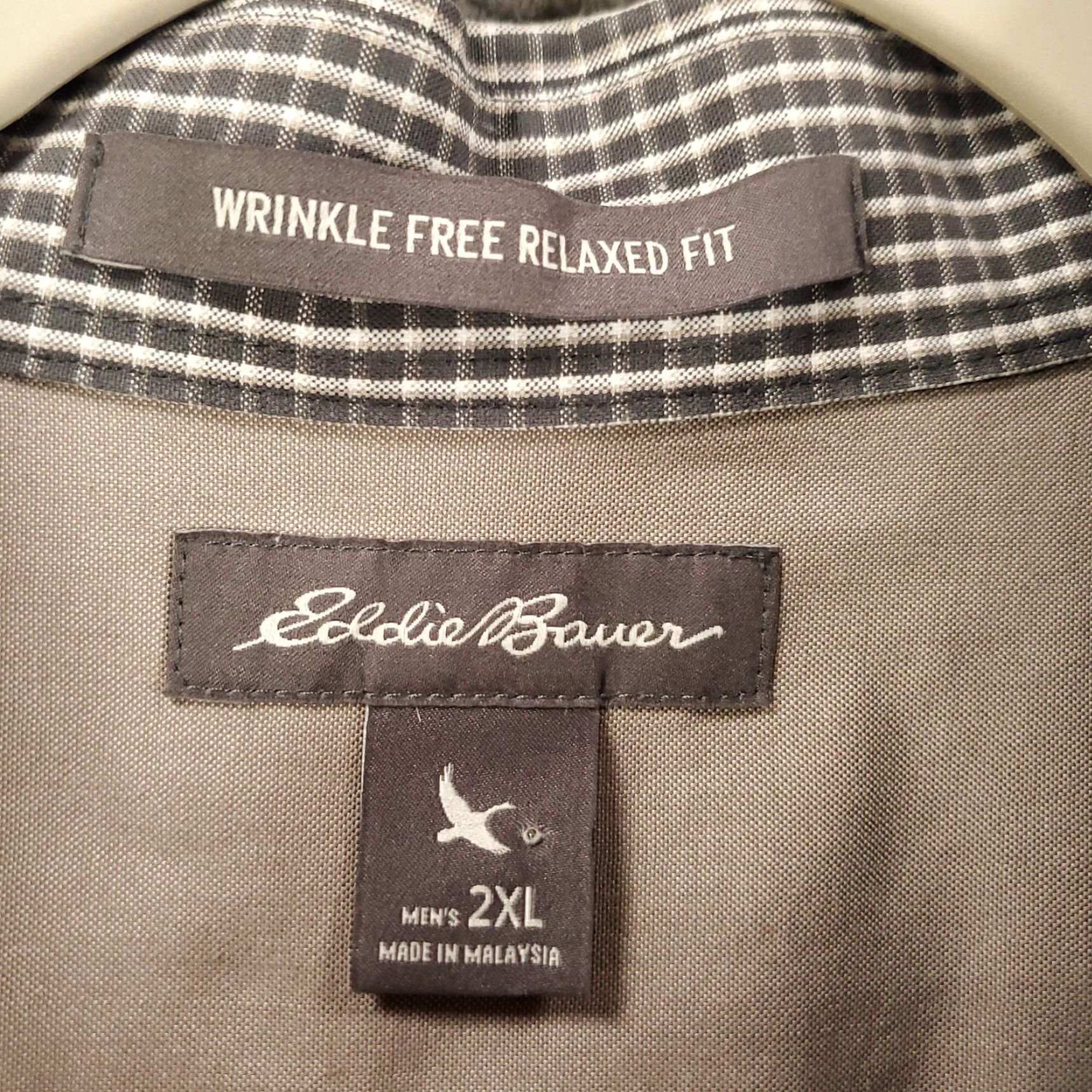 Eddie Bauer Eddie Bauer Shirt Mens 2XL Gray White Plaid Relaxed Fit Wrinkle Free Button Up Shirt Size US XXL / EU 58 / 5 - 7 Thumbnail