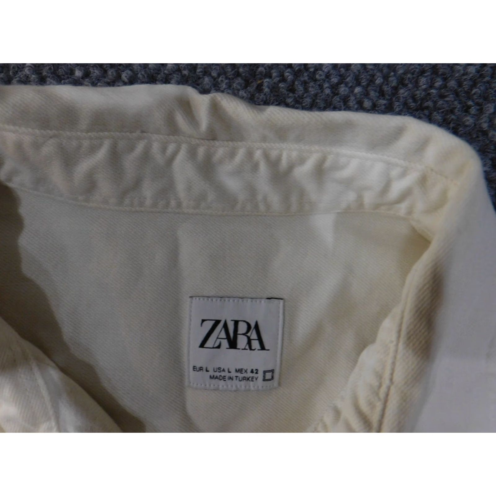 Zara Zara Shirt Mens Denim Button-Up Large Beige Cotton Retro Casual Long Sleeve Button-Down Collared Pocketed Size US L / EU 52-54 / 3 - 5 Thumbnail