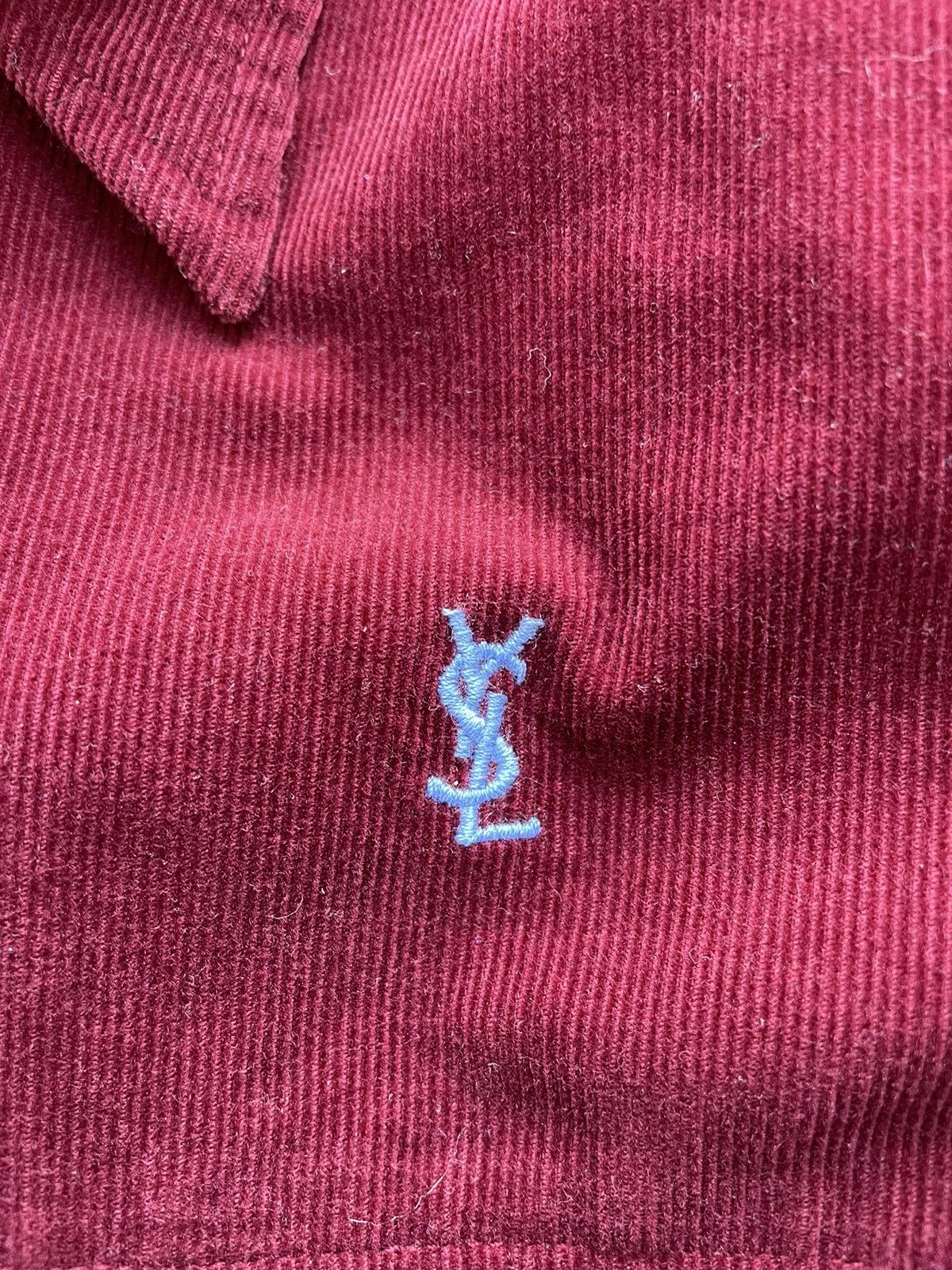 Vintage × Yves Saint Laurent Corduroy YSL Shirt Velvet Burgundy Yves Saint Laurent Shirt Size US XL / EU 56 / 4 - 4 Thumbnail