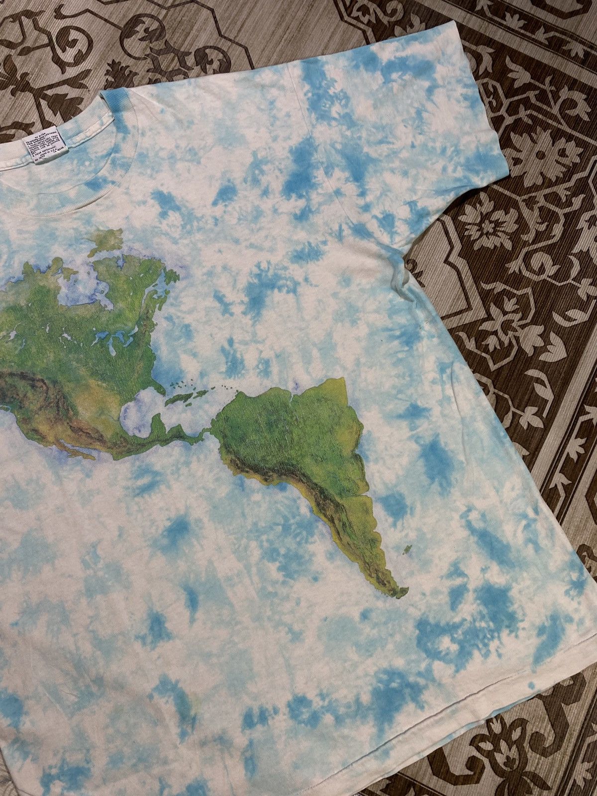 Liquid Blue Vintage 90s Blue Map World Ocean Continents AOP Graphic Size US XL / EU 56 / 4 - 3 Thumbnail