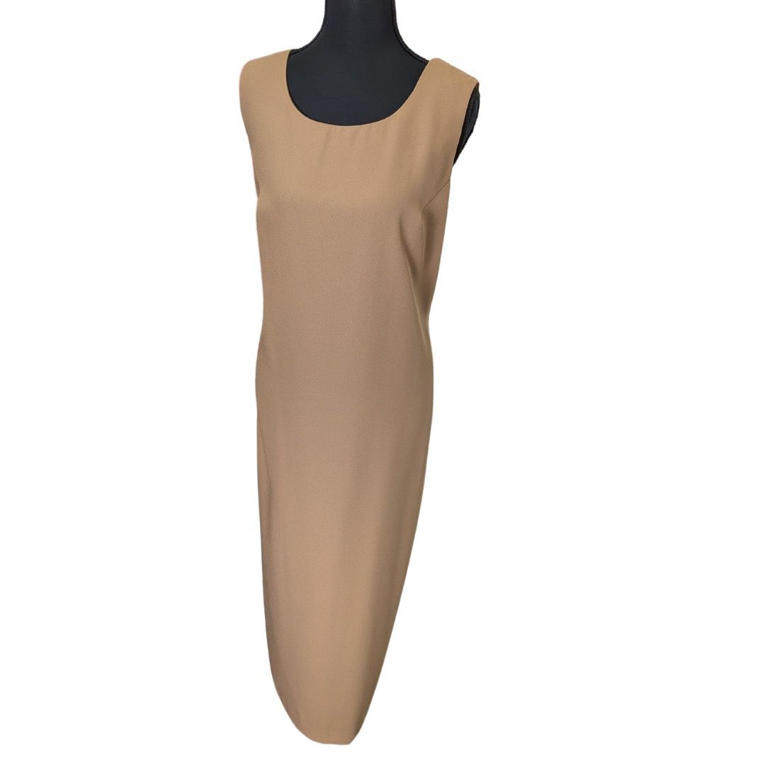 Vintage Vintage R&M Dark Tan Pencil Dress with Back Slit Size XL / US 12-14 / IT 48-50 - 1 Thumbnail