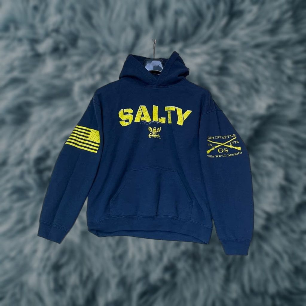 Vintage Grunt Style Pullover Hoodie Mens Size M Blue, Hooded, Fleece, Cotton Blend, Regular Fit, Long Sleeve, Crew Neck, Solid, Unit Size US M / EU 48-50 / 2 - 1 Thumbnail