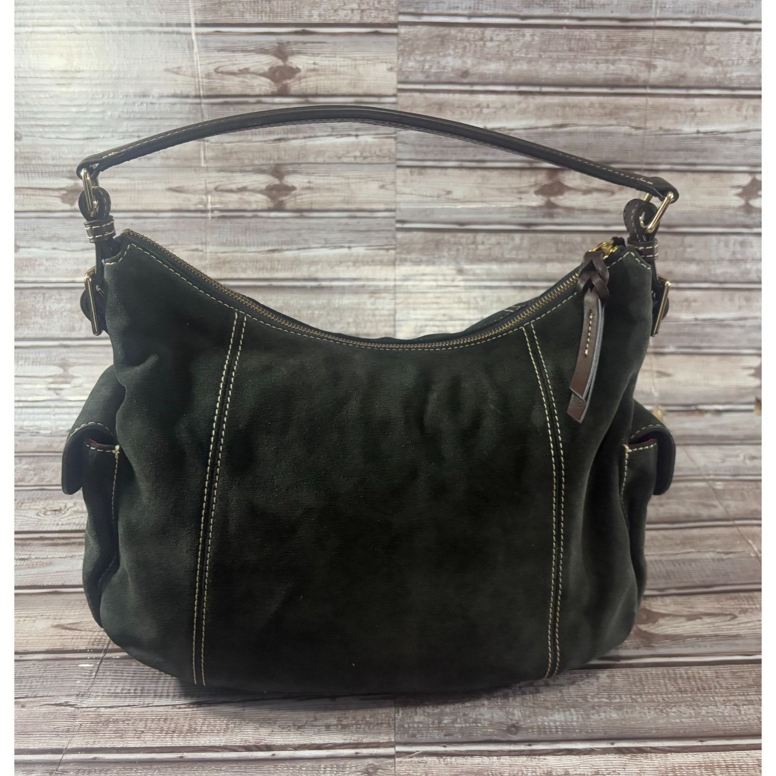 Dooney & Bourke DOONEY & BOURKE Suede leather satchel purse bag color green Size ONE SIZE - 6 Thumbnail