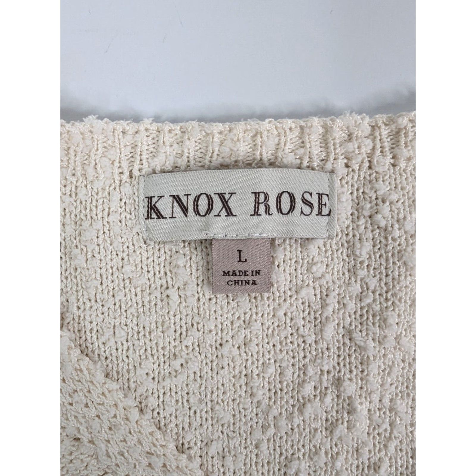 Vintage Knox Rose Sweater Womens Large White Grey Striped V-Neck Chunky Knit Pullover Size L / US 10 / IT 46 - 7 Thumbnail