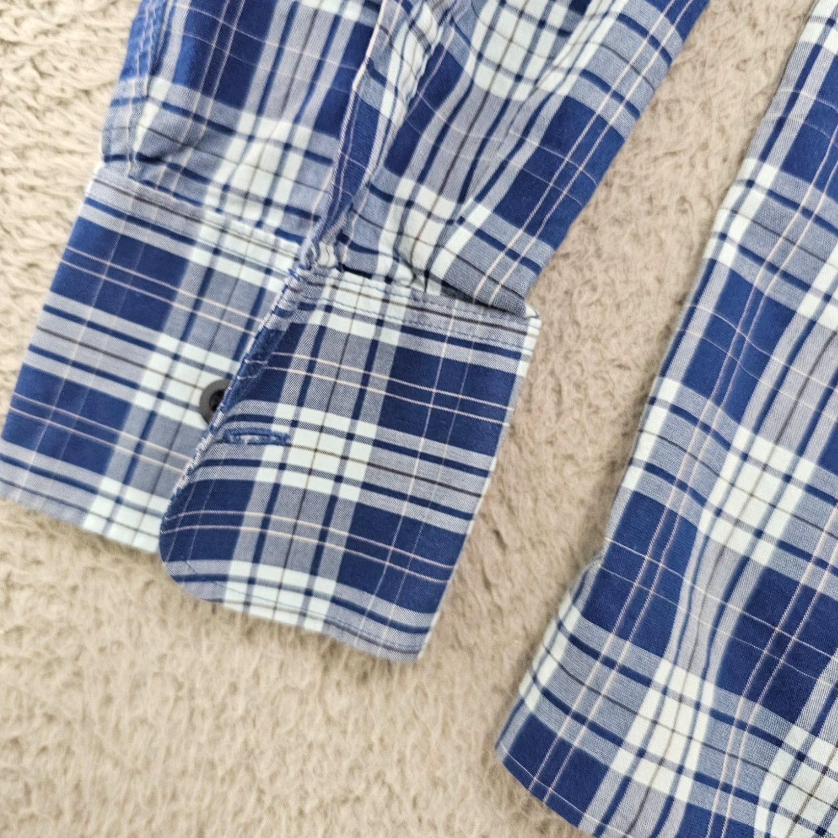 Nordstrom Nordstrom Dress Shirt Mens Size Extra Large Blue Check Tech Smart Woven Oxford Size 46R - 4 Thumbnail