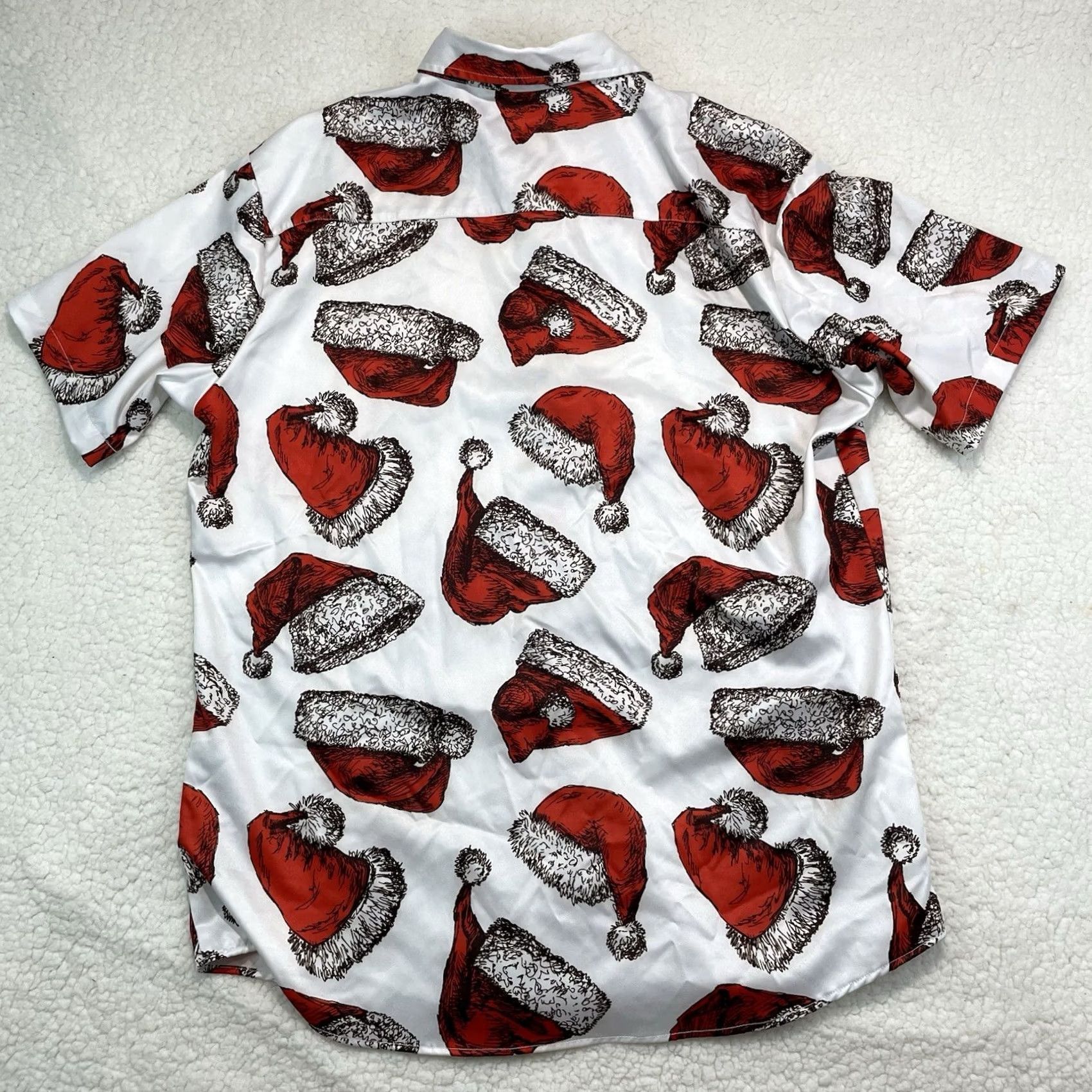 Vintage Jogal Santa Hat Print Button Shirt Christmas Novelty Ugly Holiday Mens Large Size US L / EU 52-54 / 3 - 5 Thumbnail