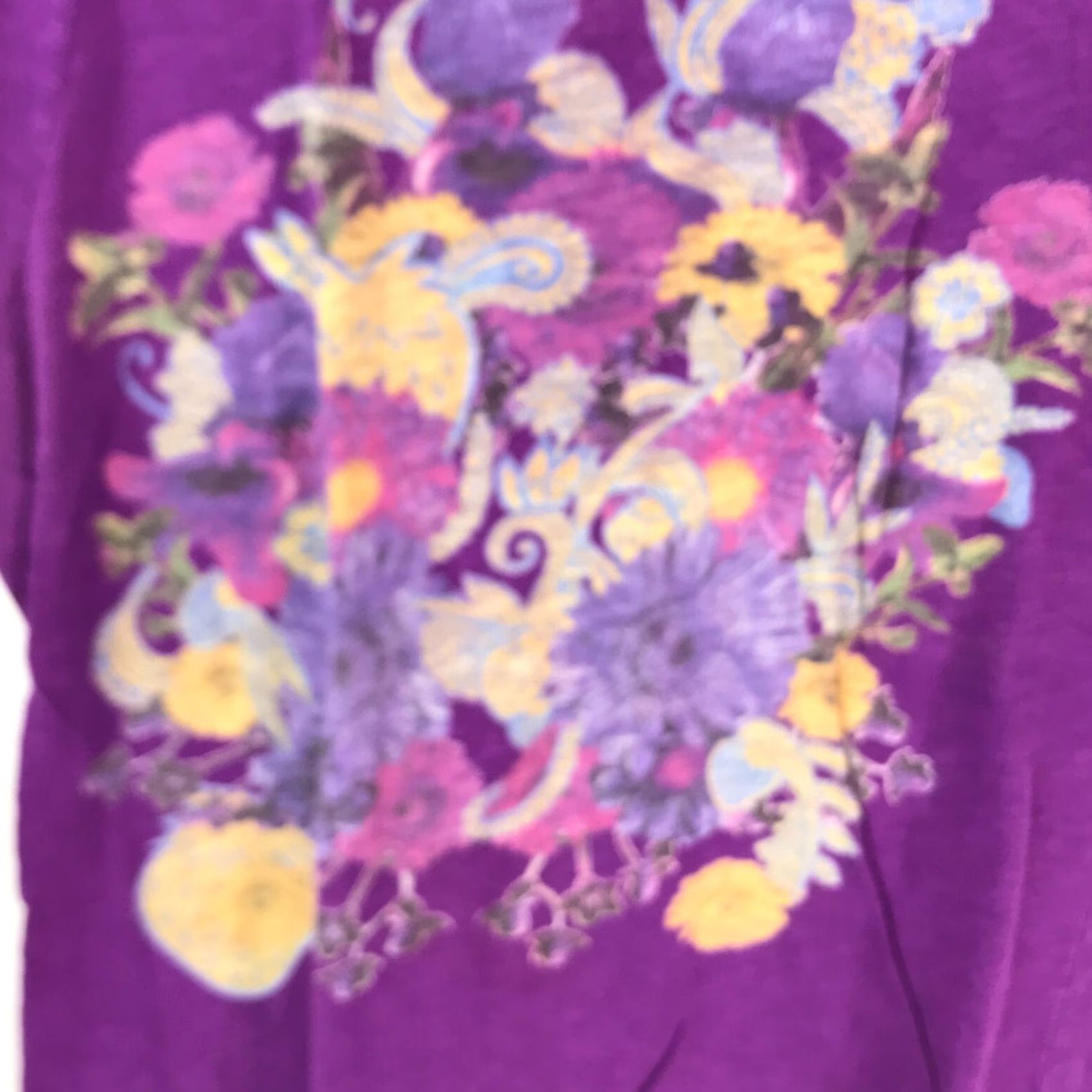 Old Navy Old Navy Womens T Shirt Short Sleeves Round Neck Floral Purple Pullover Size L Size L / US 10 / IT 46 - 3 Thumbnail