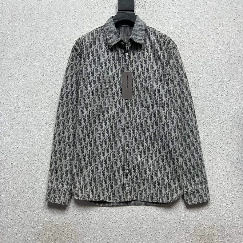 Dior Dior Size38 Gray and white full-print long-sleeved shirt Size US XS / EU 42 / 0 - 1 Thumbnail