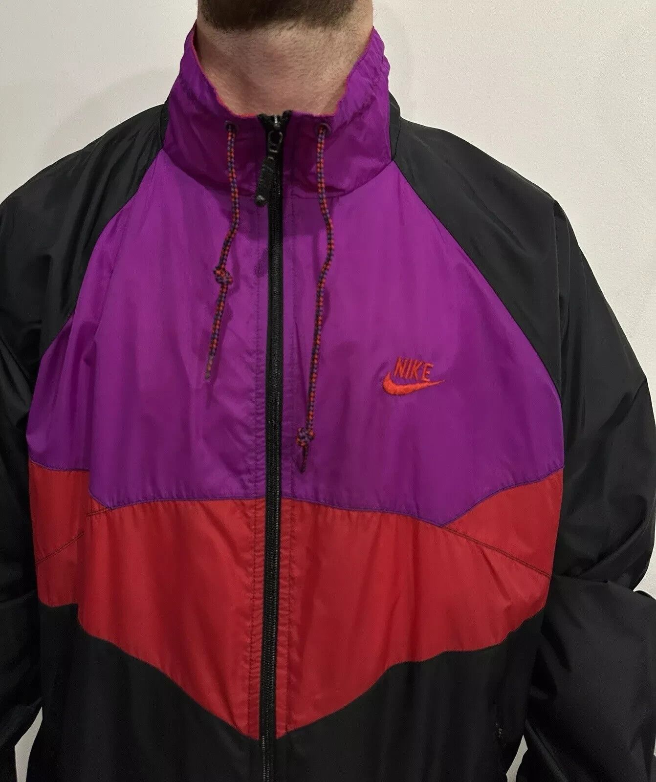 Nike NIKE VINTAGE 1990s TRACK JACKET NYLON RAVE BLOCK WINDRUNER Size US XL / EU 56 / 4 - 3 Thumbnail
