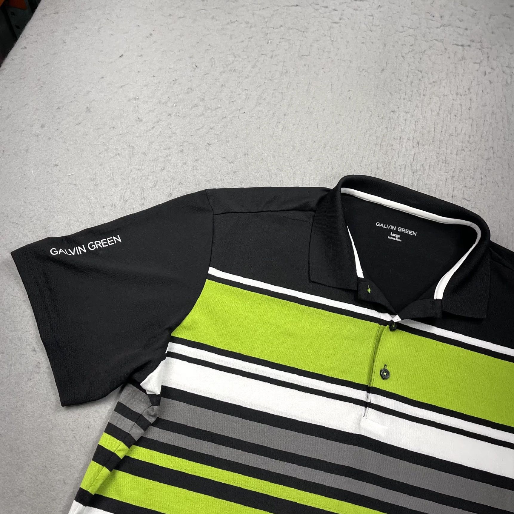 Galvin Green Galvin Green Polo Shirt Mens L Green Striped Performance Stretch Golf Shirts Polo Shirt Mens L Green Striped Size US L / EU 52-54 / 3 - 3 Thumbnail