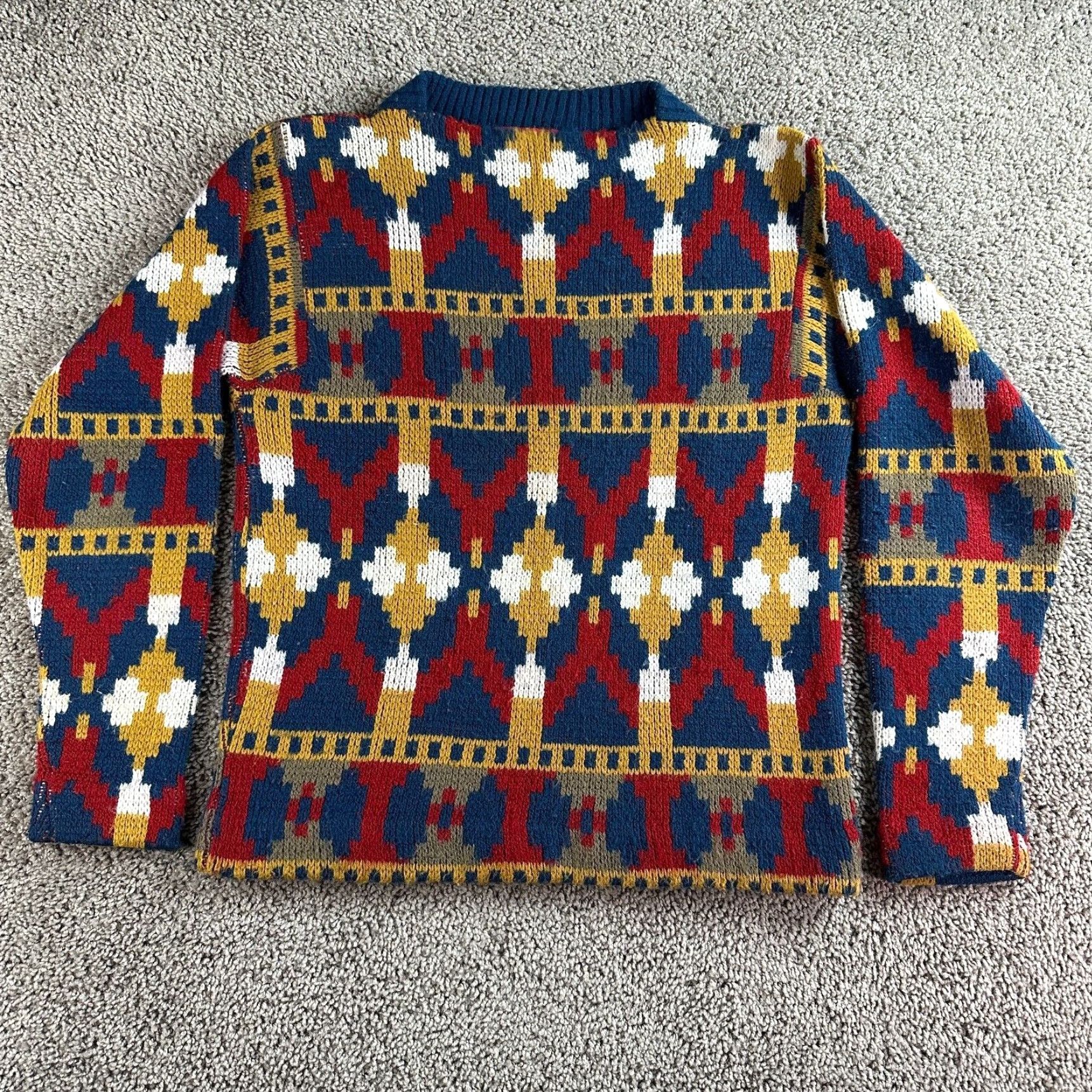 Jantzen VTG Jantzen Sweater Mens Multicolor Mohair Wool 60s 60s Western Geometric Pullover Knit Regular M Size US M / EU 48-50 / 2 - 2 Thumbnail