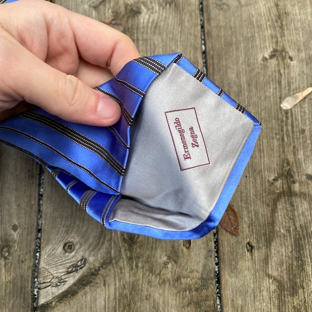 Ermenegildo Zegna Vintage 100% Silk Ermenegildo Zegna Silver Label Striped Ti Size ONE SIZE - 5 Thumbnail