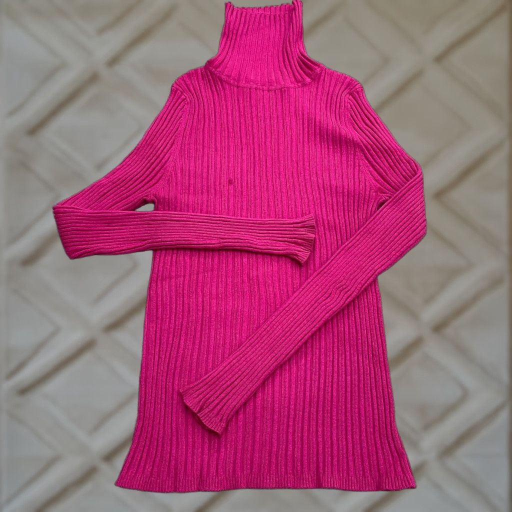 Vintage Pout Pink Turtleneck Pullover Sweater Womens Large Knit Casual Travel Size L / US 10 / IT 46 - 1 Thumbnail