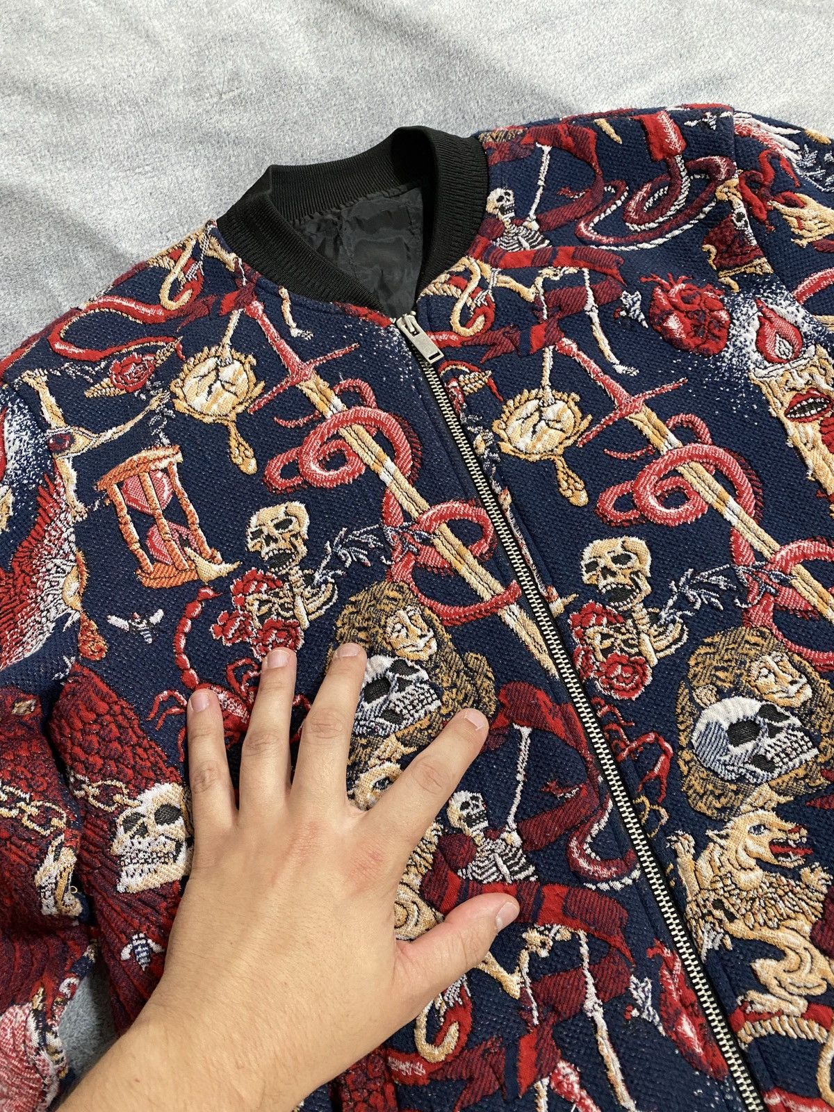Japanese Brand All-Over Embroidery Skelet Bomber Gothic Aesthetic japanese Size US S / EU 44-46 / 1 - 11 Thumbnail