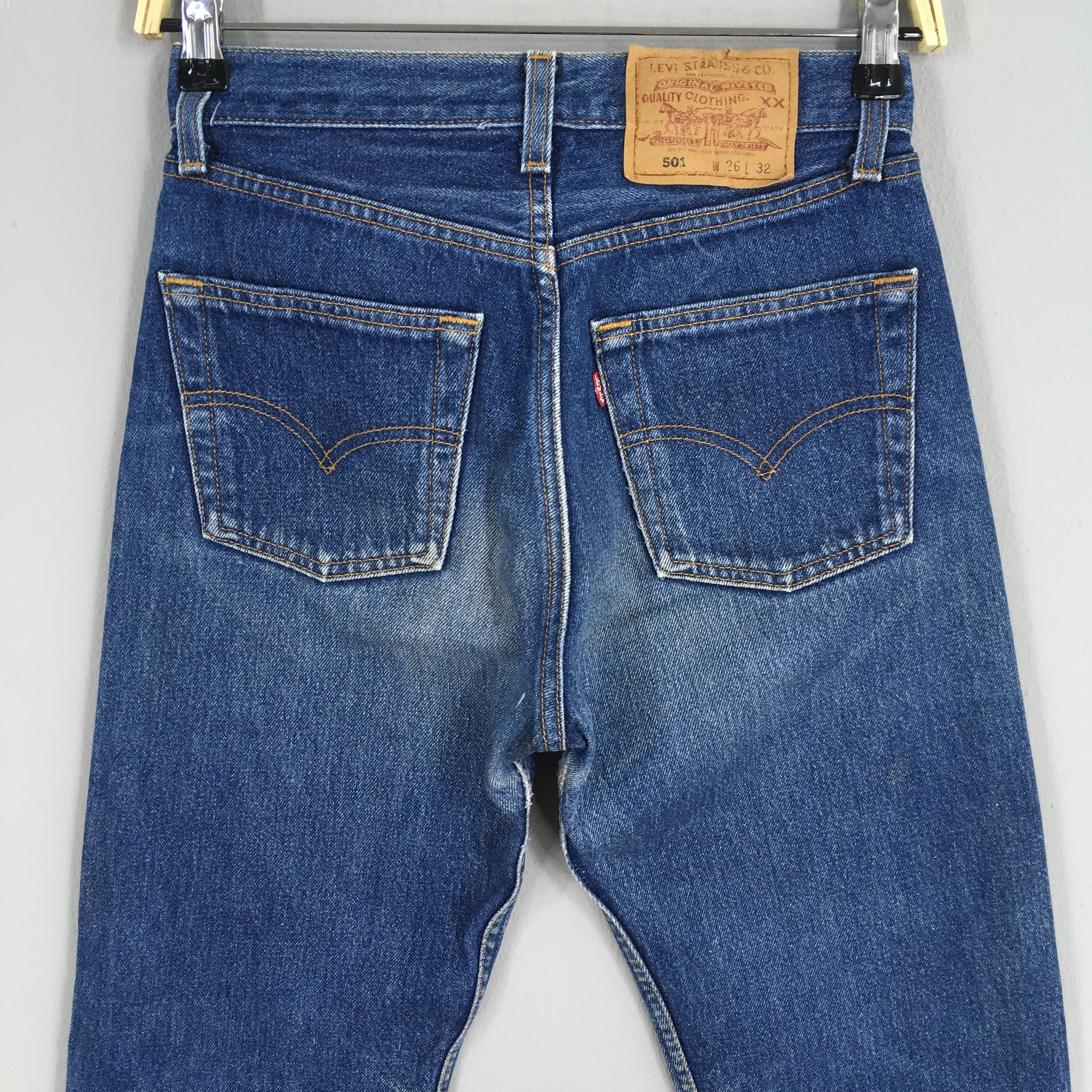 Levi's Size 24x27 Vintage 80s Levi's 501 Faded Blue Jeans S839 Size 24" / US 00 / IT 34 - 9 Thumbnail