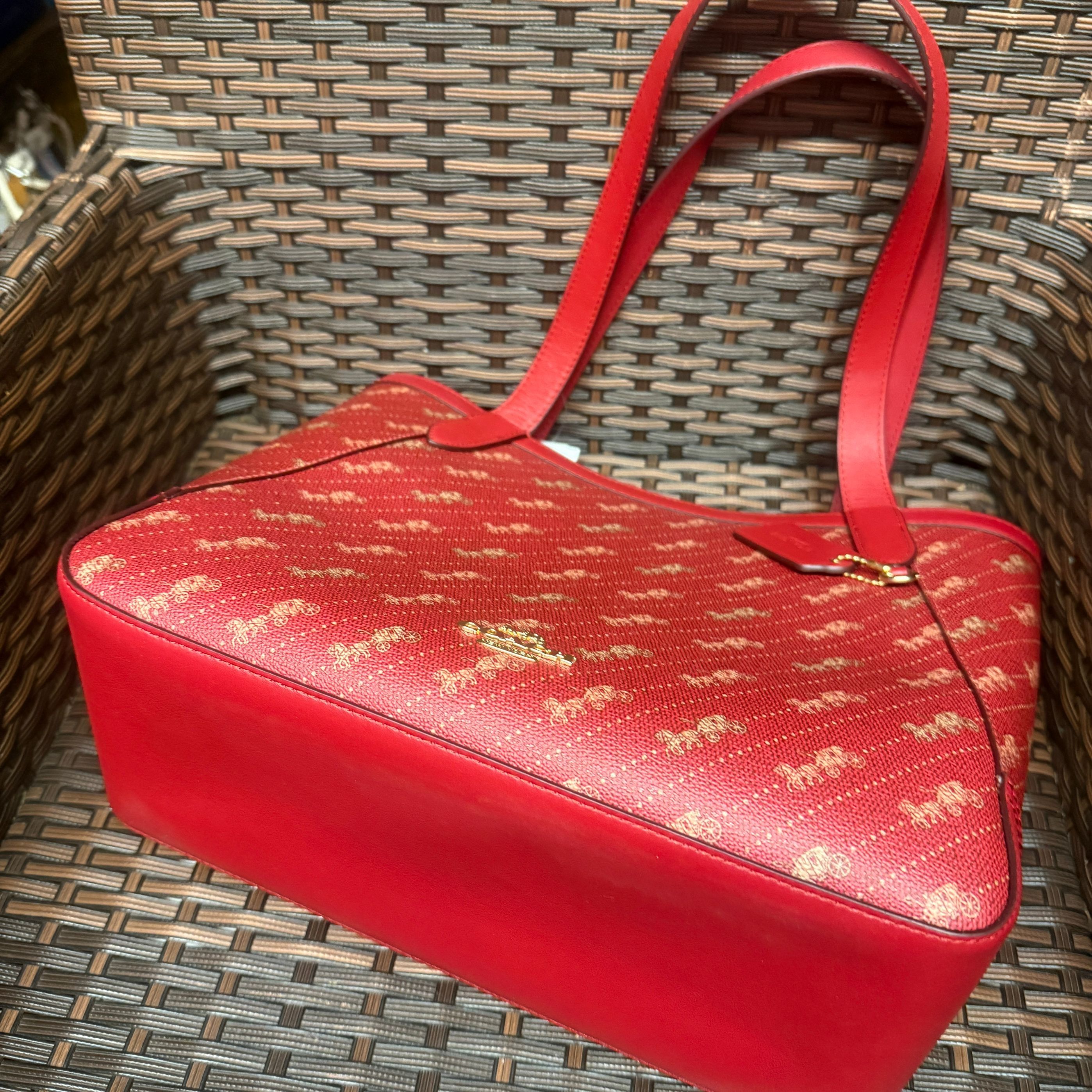 coach Tote With Horse And Carriage Dot Print c4061