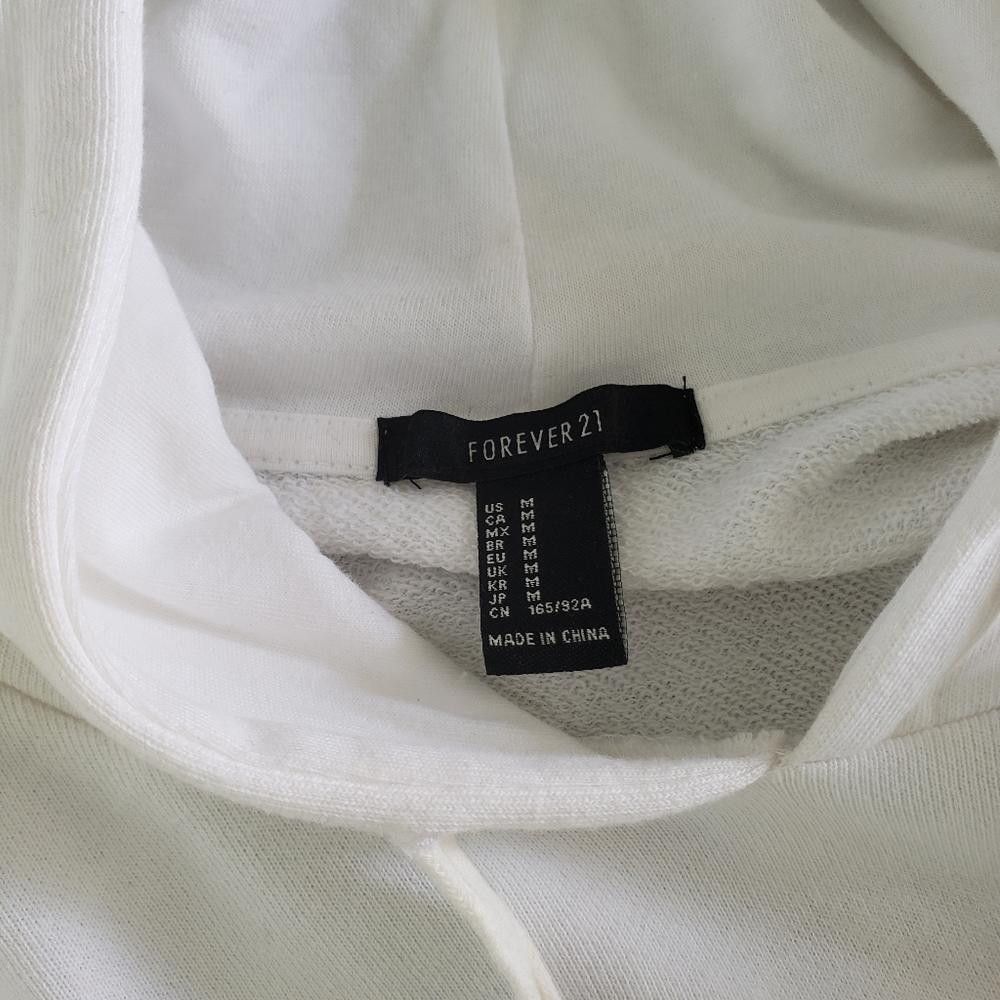 Forever 21 White Classic F21 Cropped Hoodie Long Sleeve Size M / US 6-8 / IT 42-44 - 3 Thumbnail