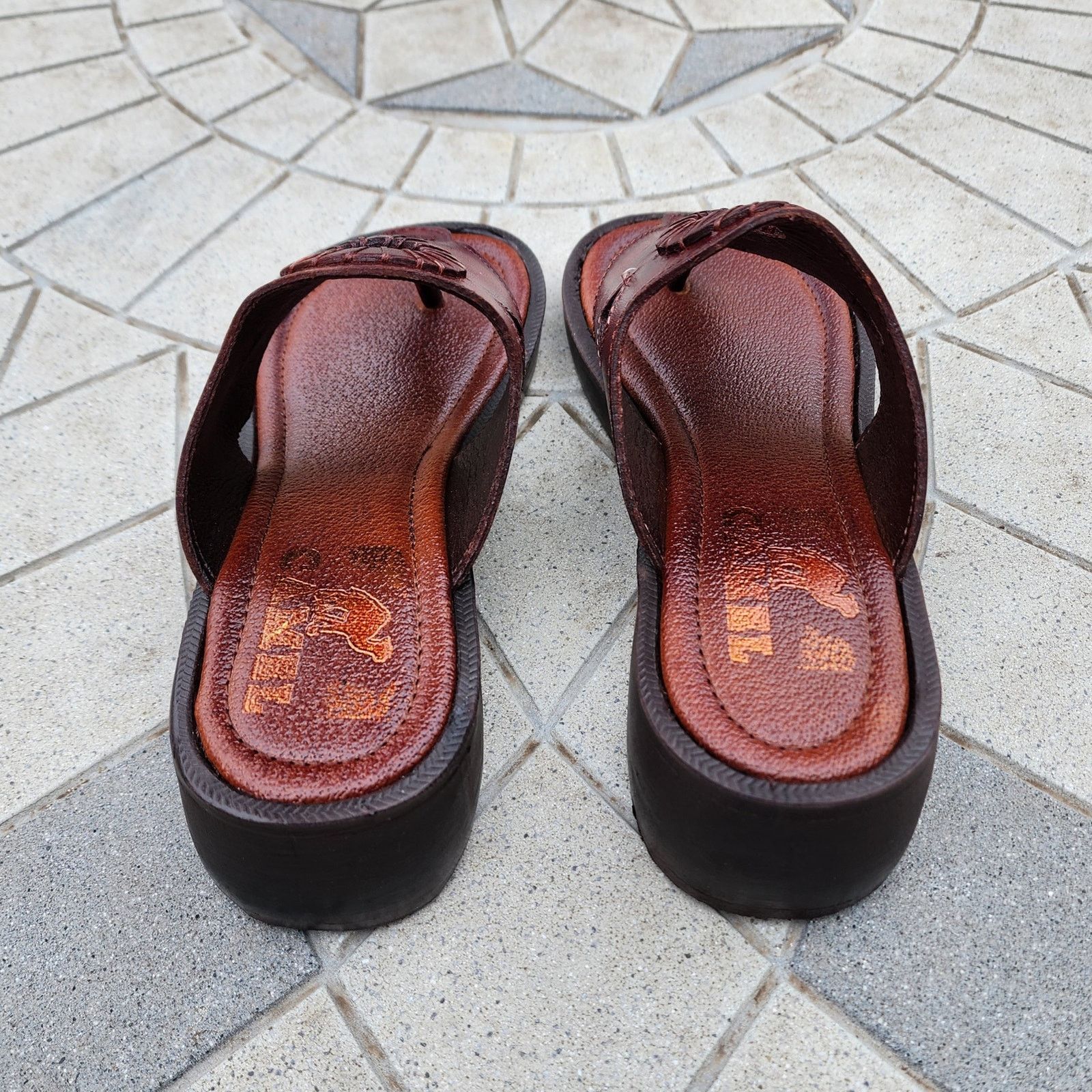 Camel Cleopatra Leather Thong Platform Ancient Egyptian Sandals Size US 6.5 / IT 36.5 - 4 Thumbnail