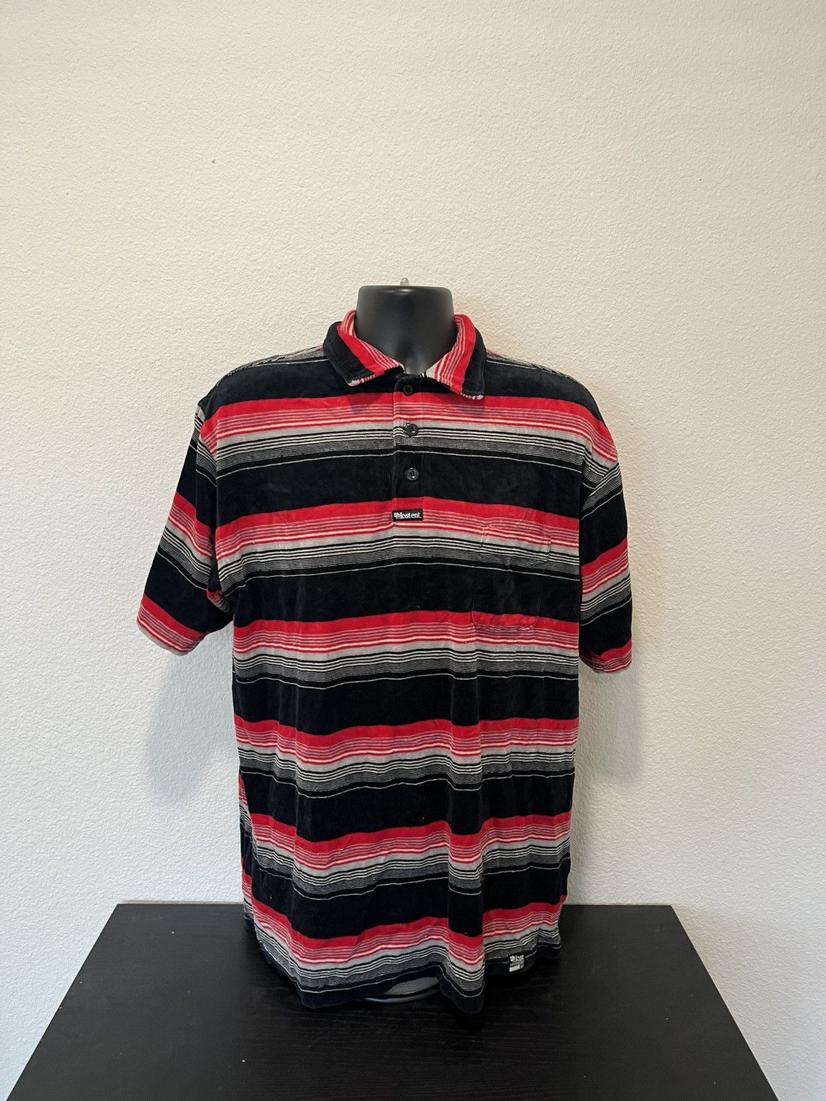 Lost Enterprises × Vintage Y2K lost enterprises velour striped polo shirt Size US L / EU 52-54 / 3 - 1 Thumbnail