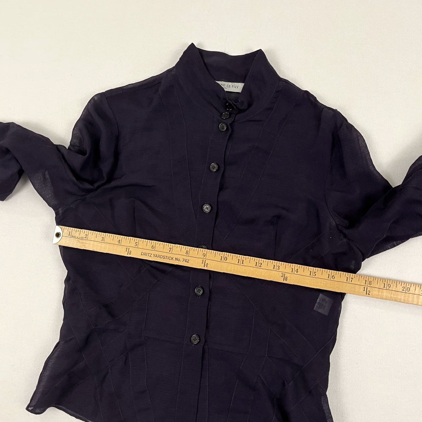 Fay Morgane Le Fay Button Up Shirt Womens Large Purple Silk Wool Sheer Blouse Casual Womens Large Purple Silk Wool Button Up Shirt 1990s Designer Classic Size L / US 10 / IT 46 - 5 Thumbnail