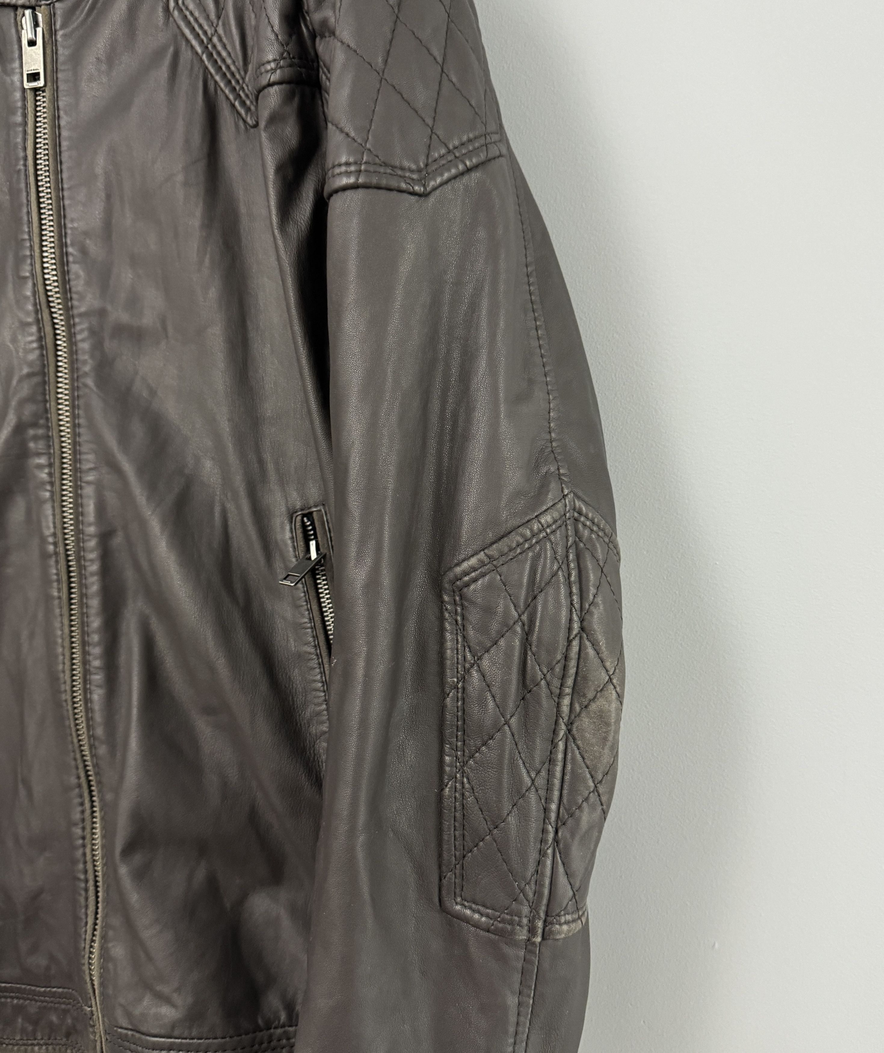 Diesel Men's Diesel Sheepskin Leather Jacket Biker Brown Size XL Size US XL / EU 56 / 4 - 4 Thumbnail