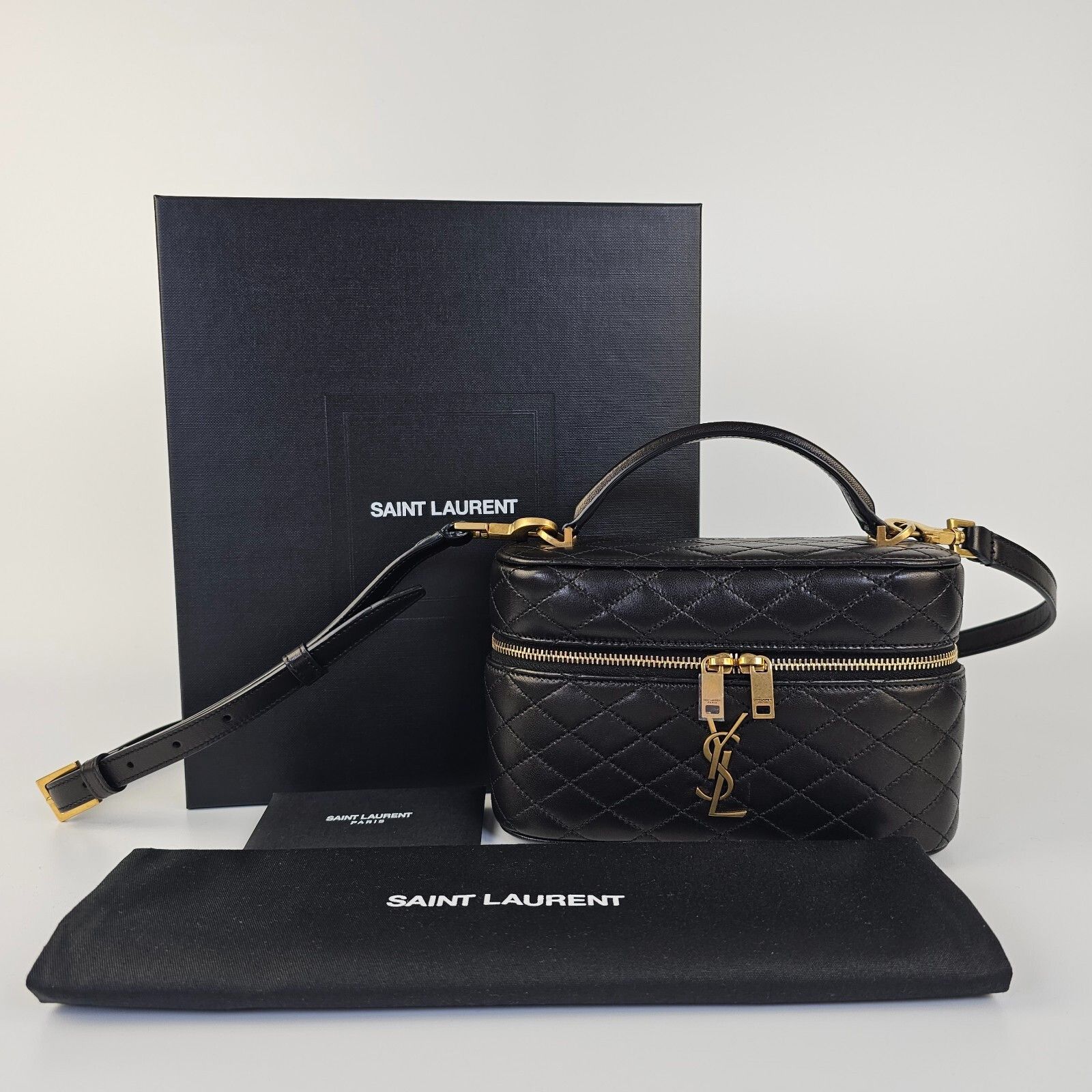 Saint Laurent Paris Saint Laurent Gaby Black Leather Vanity Bag New And Authenti Size ONE SIZE - 2 Thumbnail