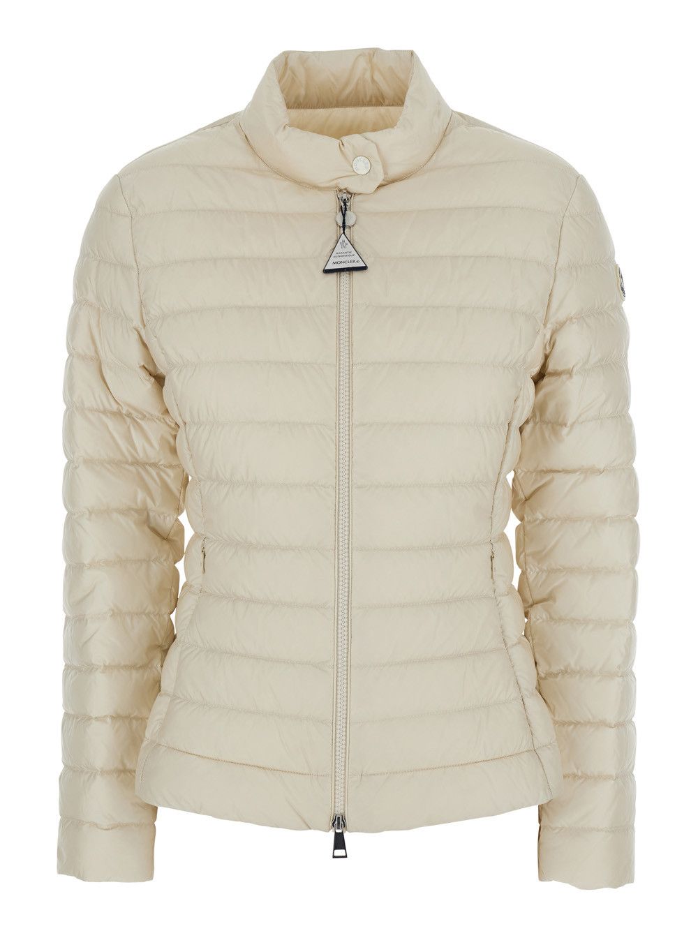 Moncler 'Igelle' White Down Jacket with Logo Plaque on the Zip Puller and Logo Patch on the Sleeve in Tech Fabric Woman Size S / US 4 / IT 40 - 1 Thumbnail