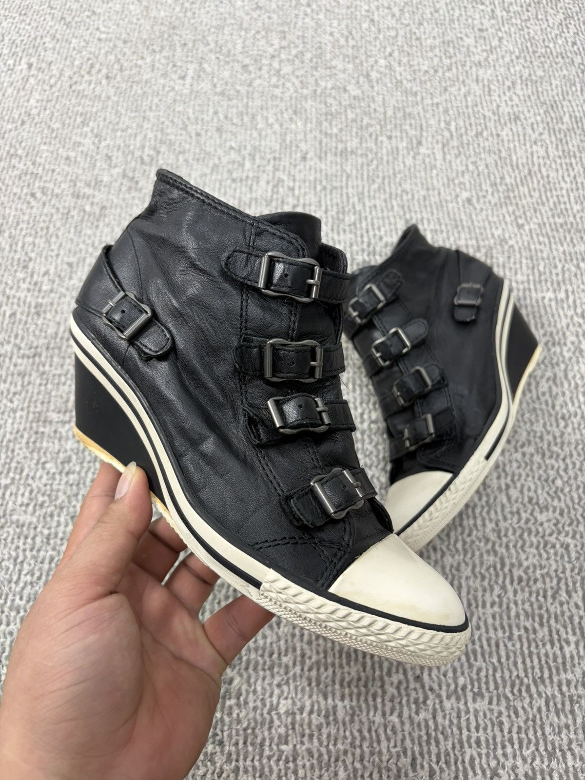 ASH Ash Wedge Genial Buckled Leather Size 37 Size US 7 / IT 37 - 1 Thumbnail