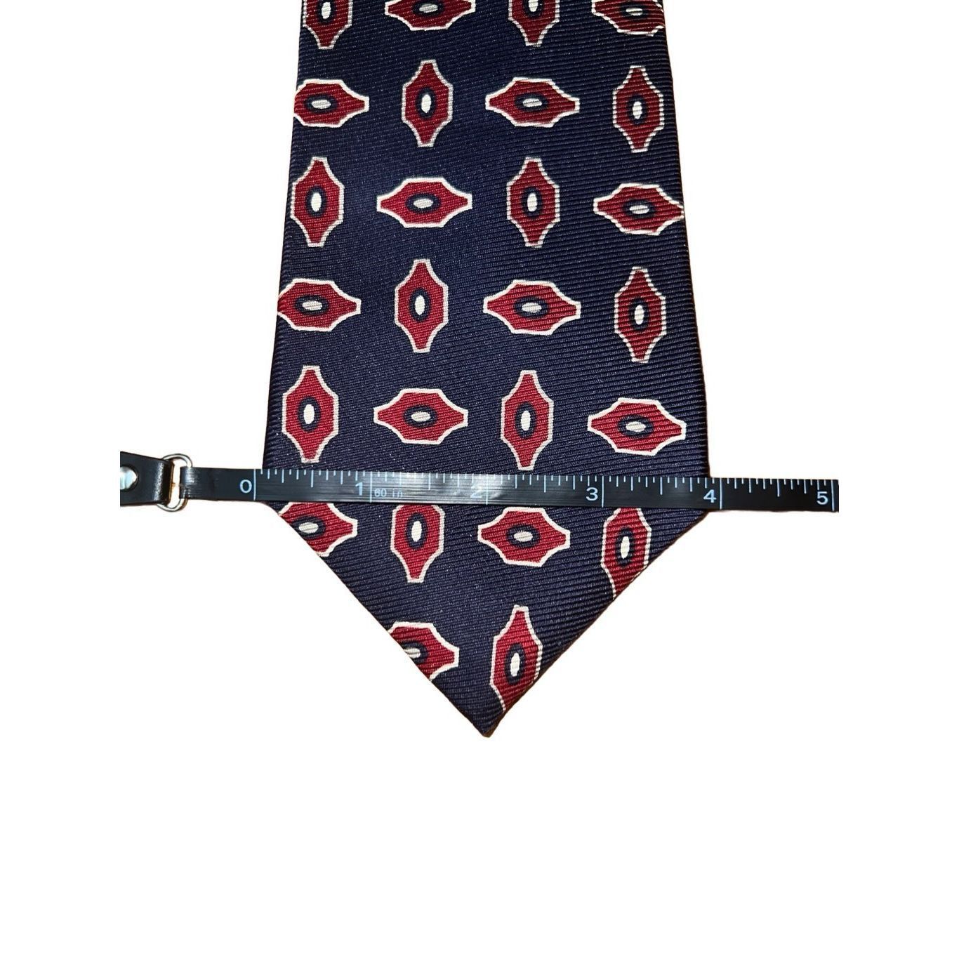 Burberry Burberry London Vintage Navy & Red Geometric Handmade 100% S Size ONE SIZE - 2 Thumbnail