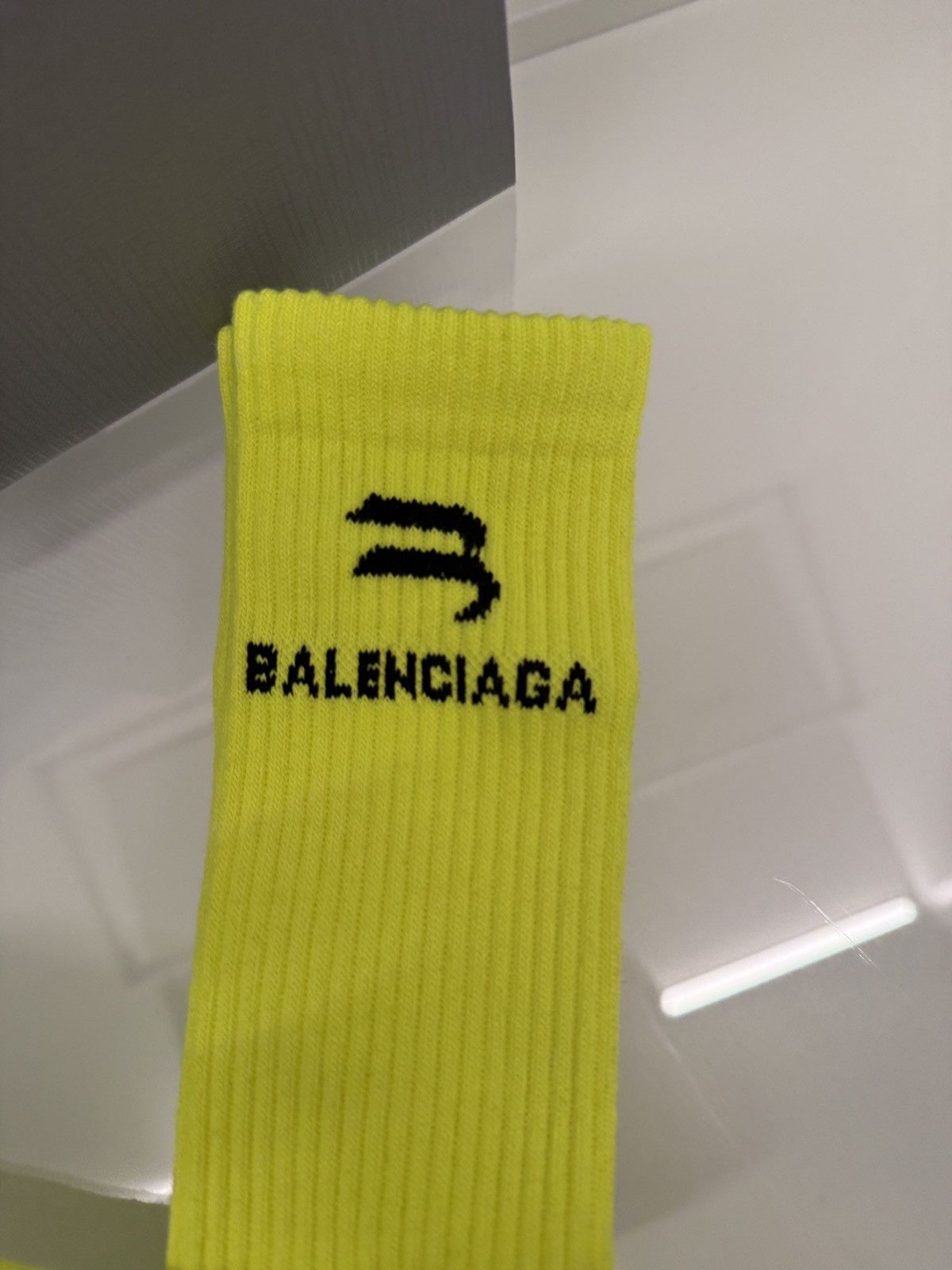 Balenciaga Balenciaga sporty B tennis socks neon yellow Size ONE SIZE - 2 Thumbnail