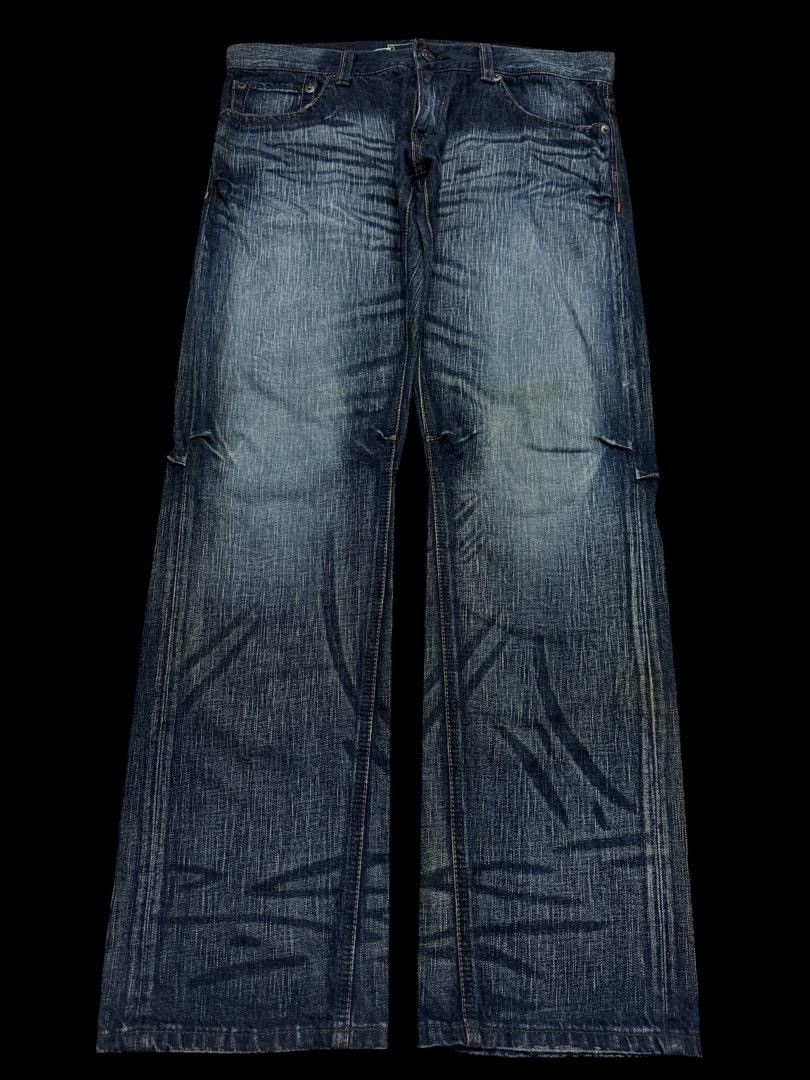 Japanese Brand INSANE Vintage Japanese Bison Sick Washed Bootcut Jean Rare Size US 35 - 2 Thumbnail