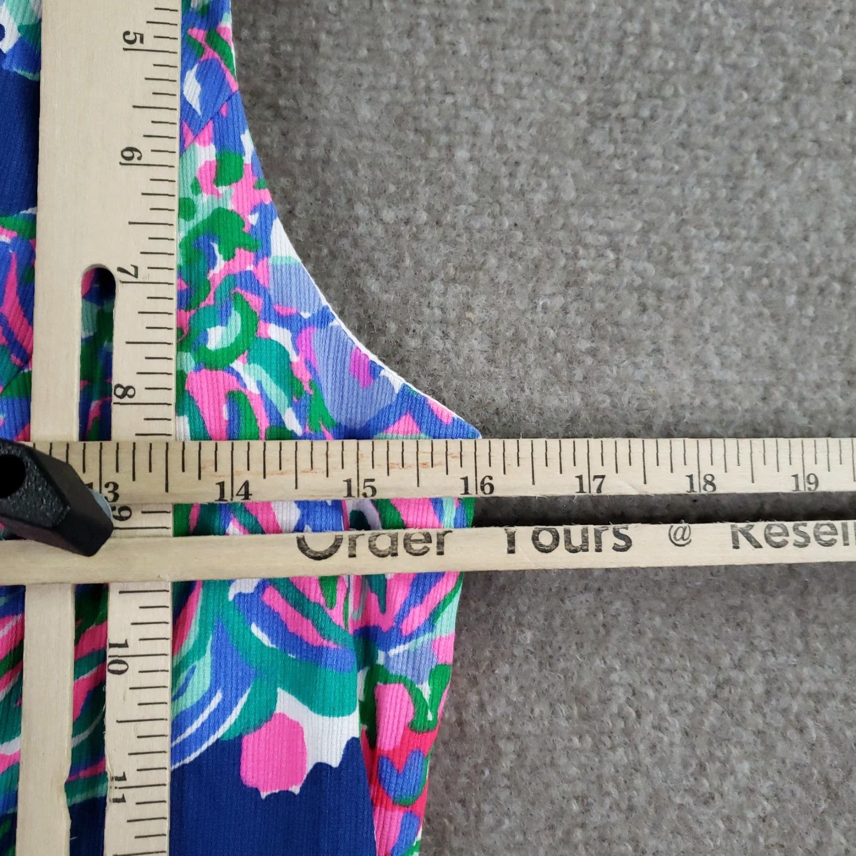 Lilly Pulitzer Lilly Pulitzer Ryder Shift Dress Womens 4 Blue Floral Pink Trim Cotton Beaded Size S / US 4 / IT 40 - 3 Thumbnail
