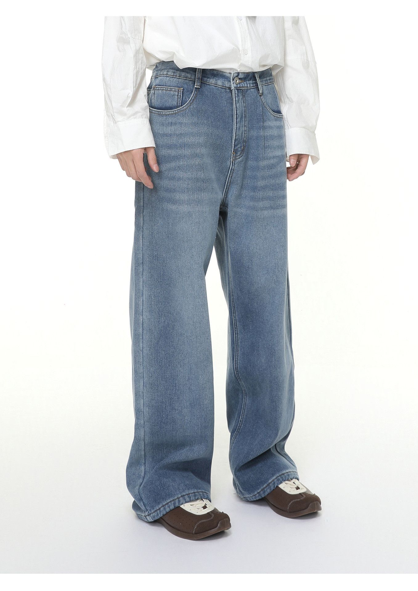 Japanese Brand Men's Japanese classic straight leg casual washed jeans Size US 32 / EU 48 - 2 Thumbnail