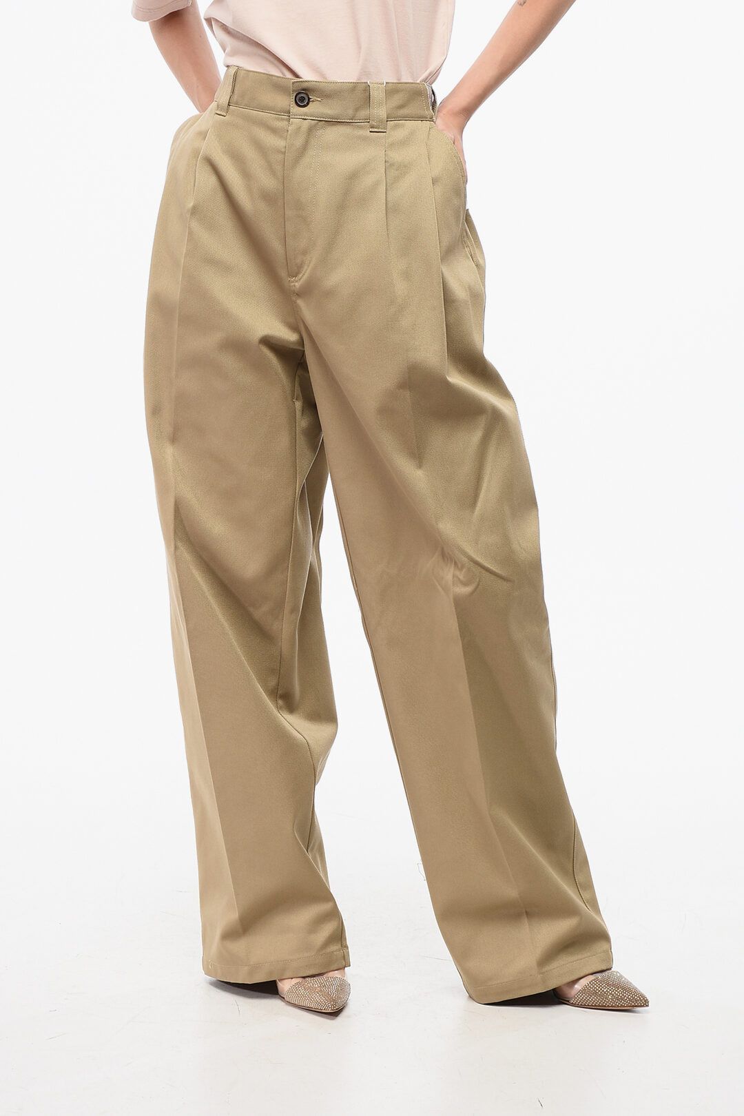 Maison Margiela og1mm0825 Gabardine Cotton Pant in Beige Size 27" / US 4 / IT 40 - 1 Thumbnail