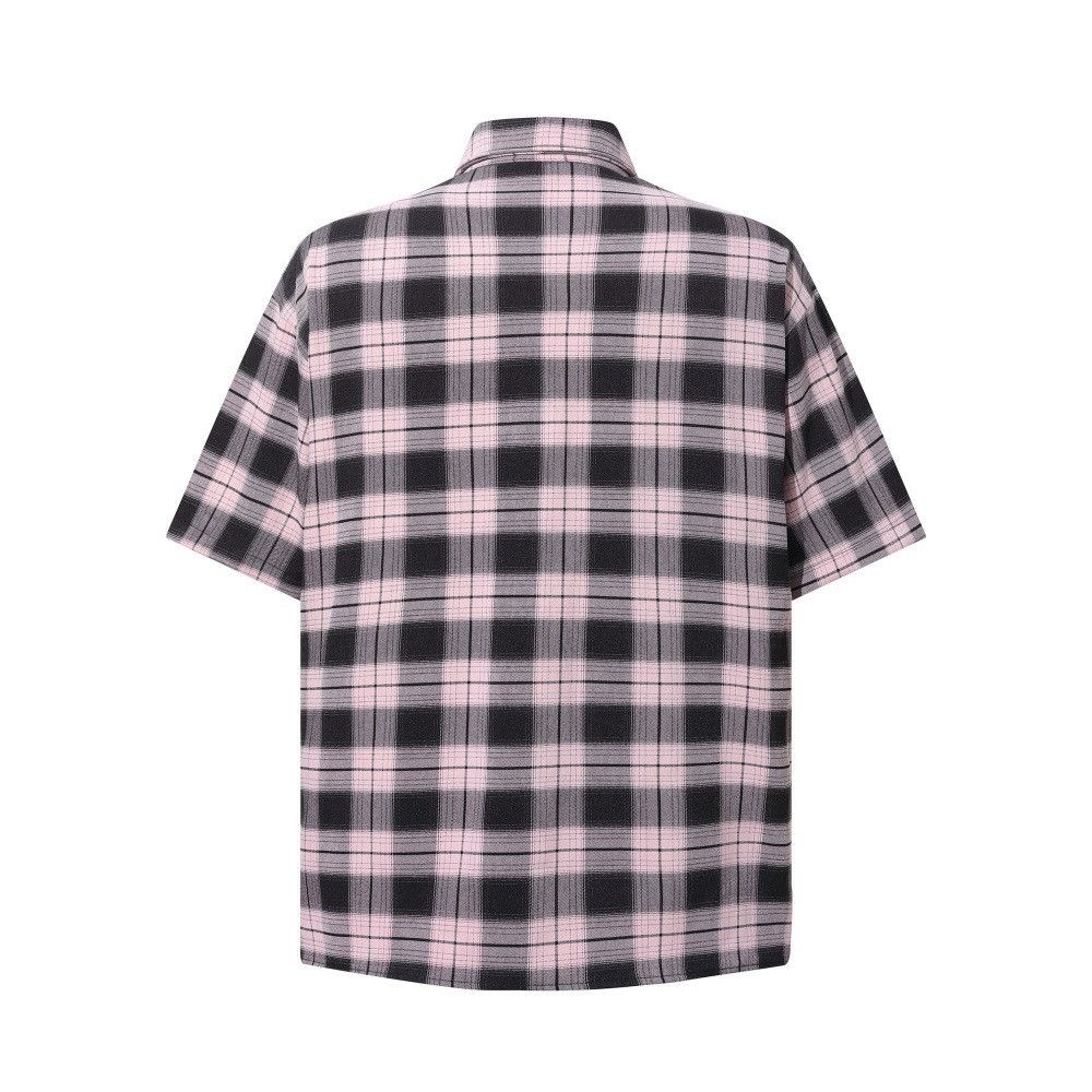 Japanese Brand Men's Loose-Fit Casual Plaid Shirt with Letter Appliqués Size US M / EU 48-50 / 2 - 2 Thumbnail