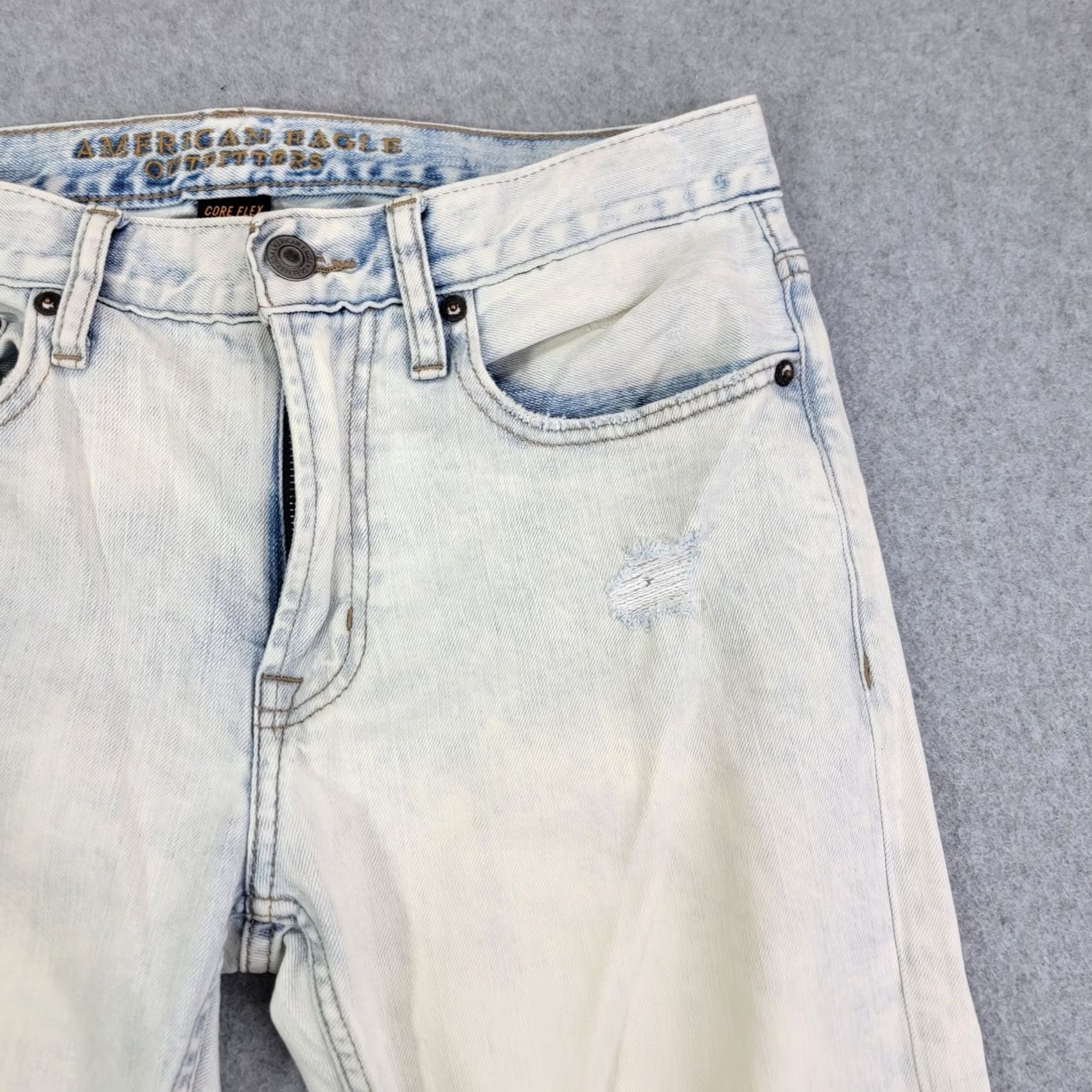 American Eagle Outfitters American Eagle Jeans Men 31x25 Slim Skinny Distressed Blue Denim Core Flex 5-Pocket 31 in Inseam Mens Size US 31 - 6 Thumbnail