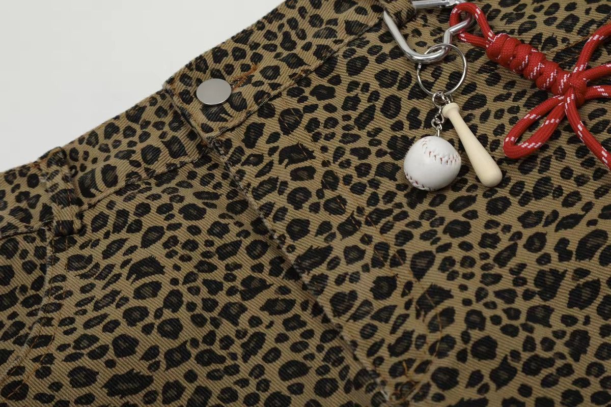 Japanese Brand Streetwear Leopard Trendy Loose Wide Leg Pants Jeans Size US 33 - 5 Thumbnail
