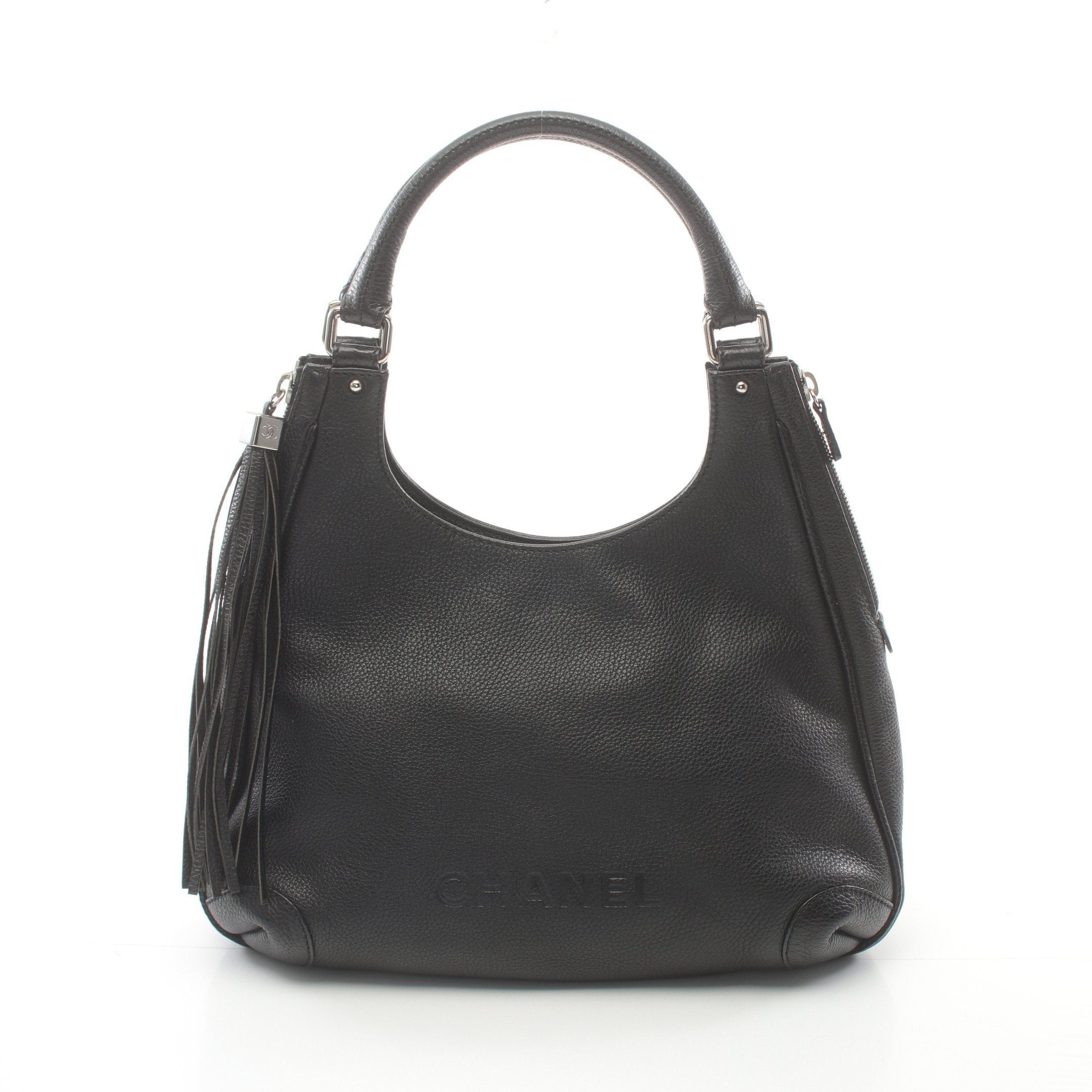 Chanel Chanel Handbag Leather Black Silver Hardware Tassel Size ONE SIZE - 1 Thumbnail