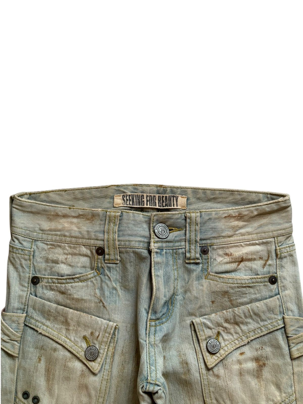 Japanese Brand Vintage Japanese Brand Mud Wash Distressed Cargo Flare Jeans Size 30" / US 8 / IT 44 - 4 Thumbnail