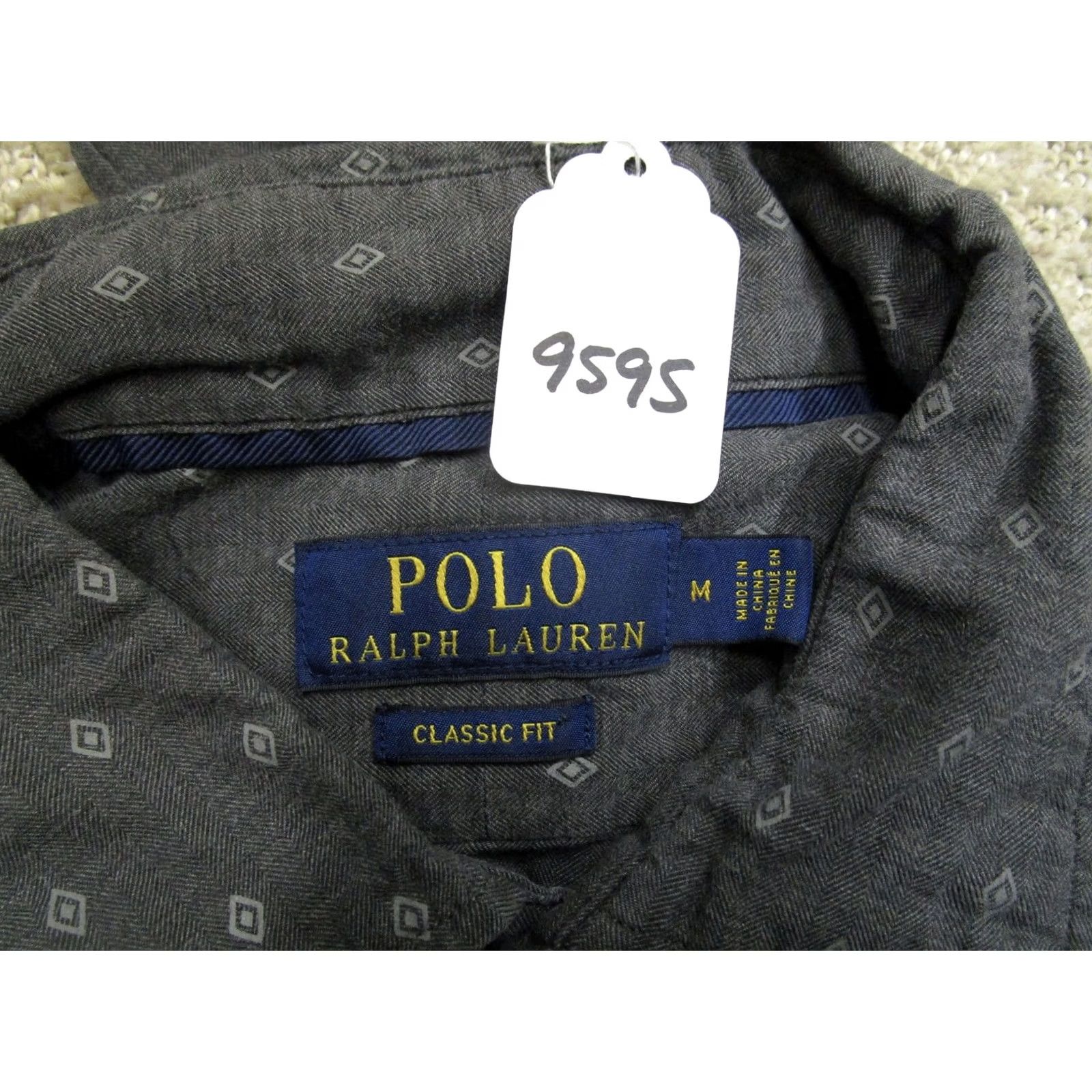 Polo Ralph Lauren Polo Ralph Lauren Shirt Mens Medium Gray Geometric Pattern Button-Up Classic Fit Size US M / EU 48-50 / 2 - 7 Thumbnail