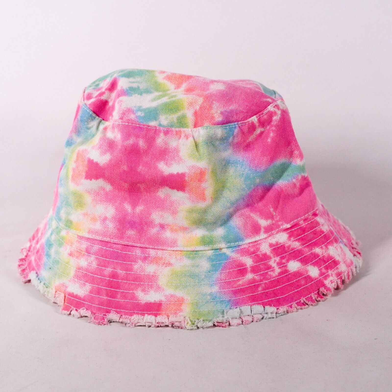 Pink Rainbow Swirl Colorful Tie Dye Bucket Hat Hippy Hippie Cap Size ONE SIZE - 1 Thumbnail