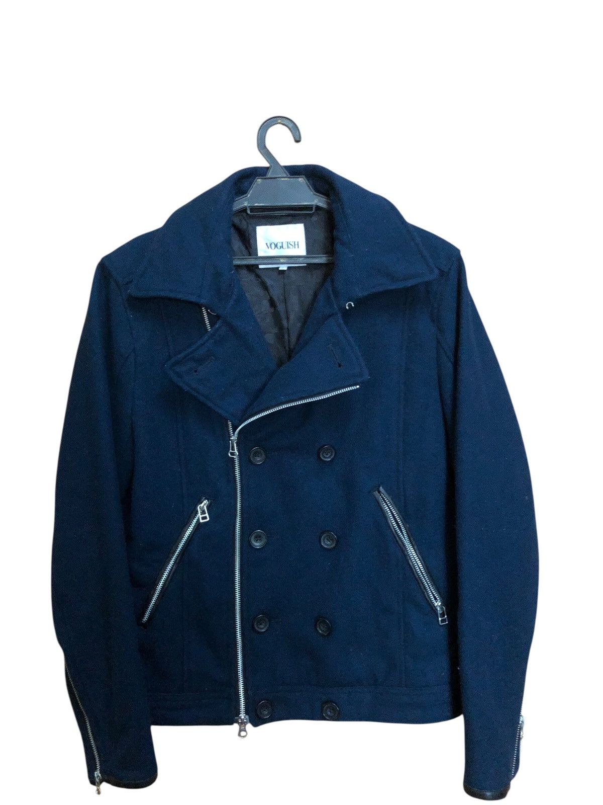 Japanese Brand Voguish Double Collared Wool Blend Biker Punk Rock Jacket Size US S / EU 44-46 / 1 - 1 Thumbnail