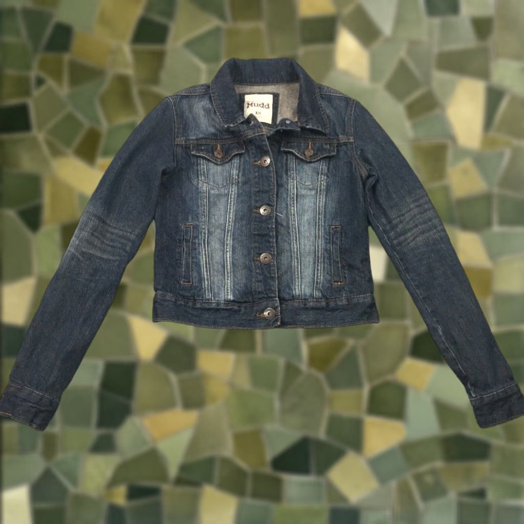 Denime VINTAGE Mudd Denim Button Down Jacket Shirt Womens XS Blue Distressed Button Front Jacket 90s Womens Size 26" / US 2 / IT 38 - 1 Thumbnail
