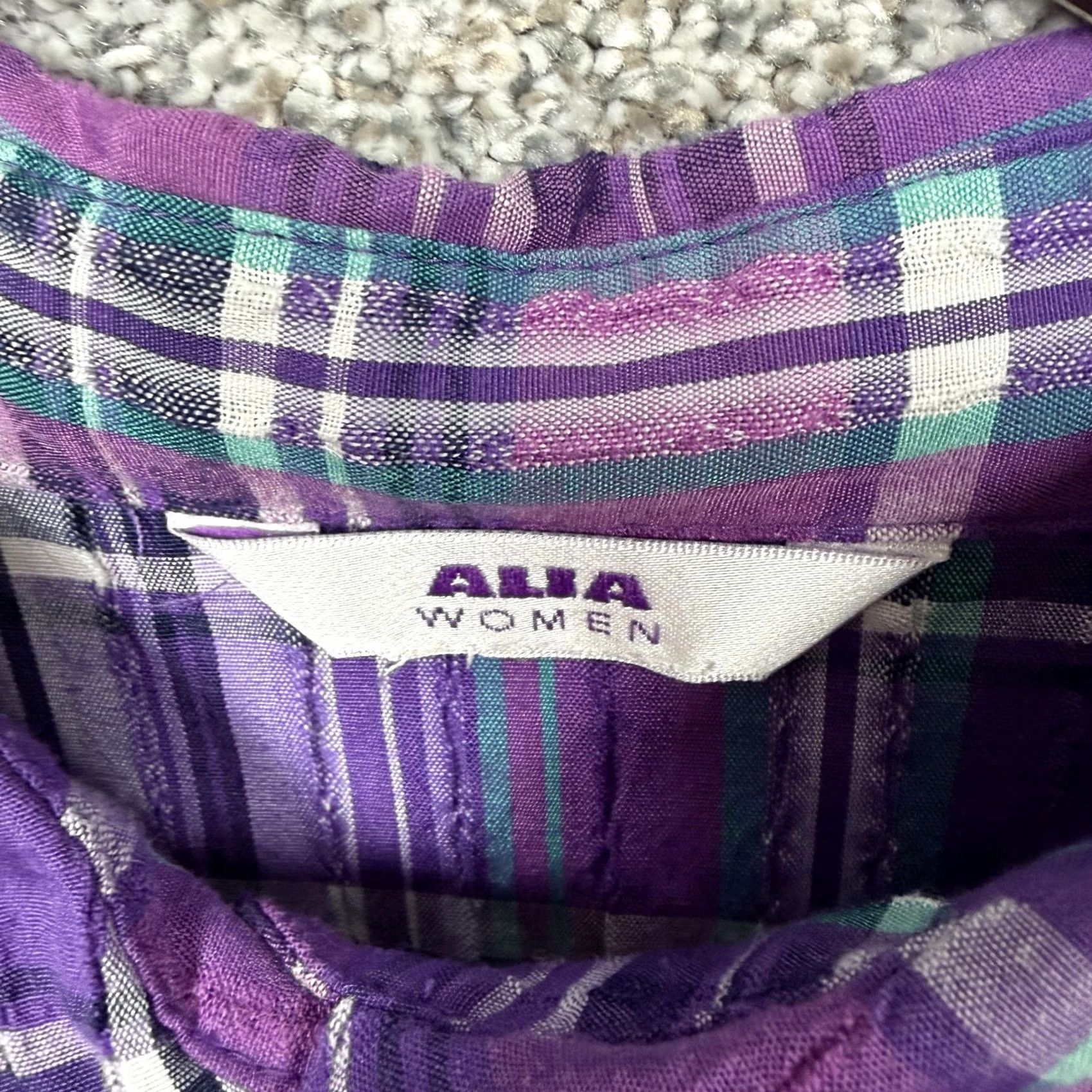 Vintage Alia Button Up Shirt M Purple Plaid Lightweight Layering Granola Girl Cabincore Womens Button-Up Shirt Long Sleeve Collared Size M / US 6-8 / IT 42-44 - 5 Thumbnail